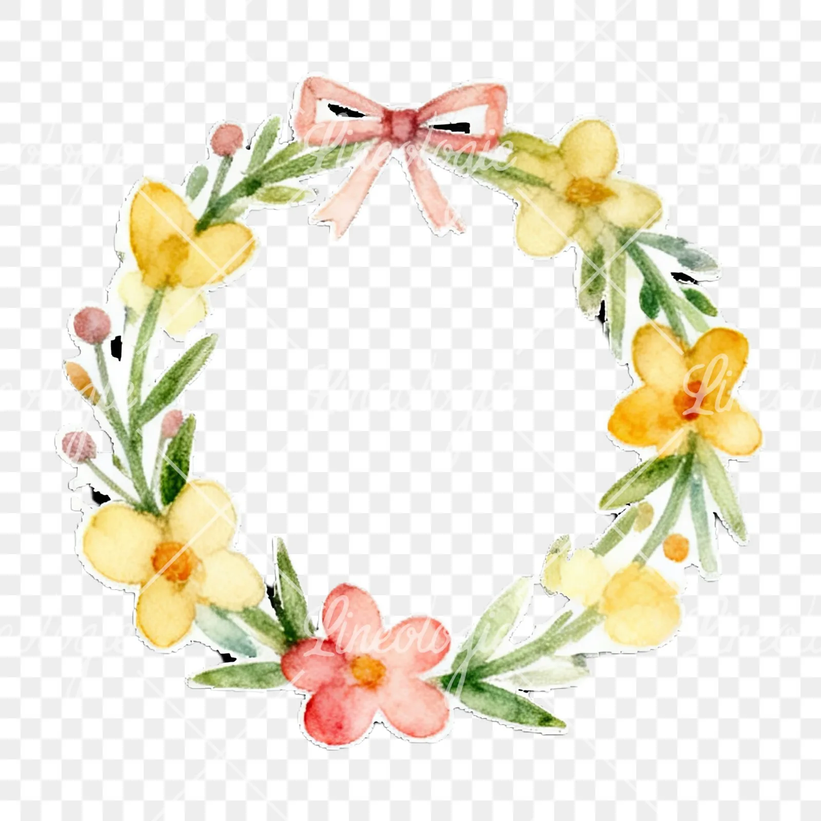 Watercolor Easter egg wreath clipart 10 of 12 on a transparent background (PNG)