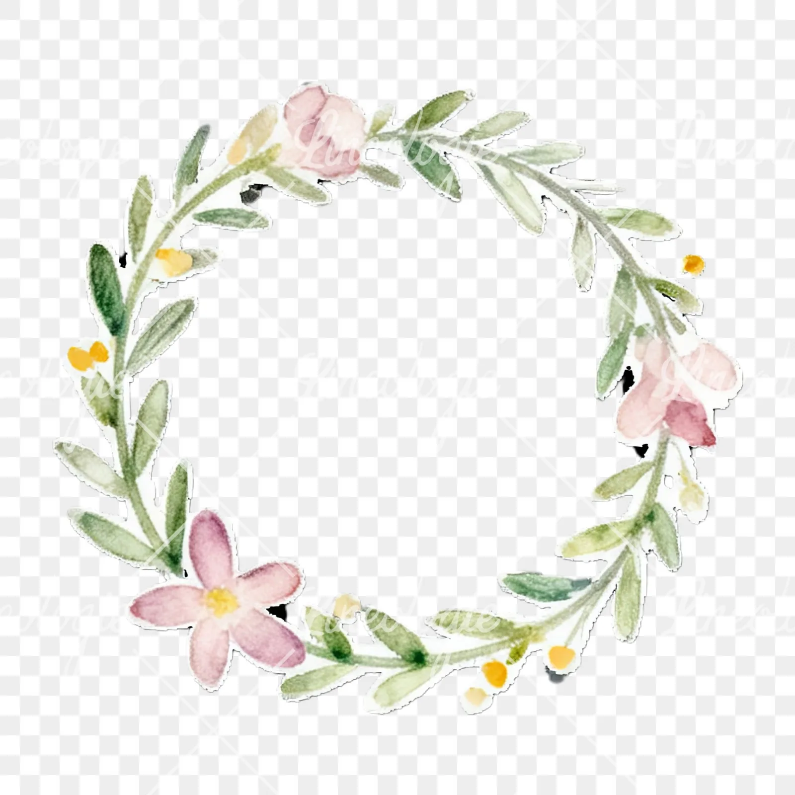 Watercolor Easter egg wreath clipart 12 of 12 on a transparent background (PNG)