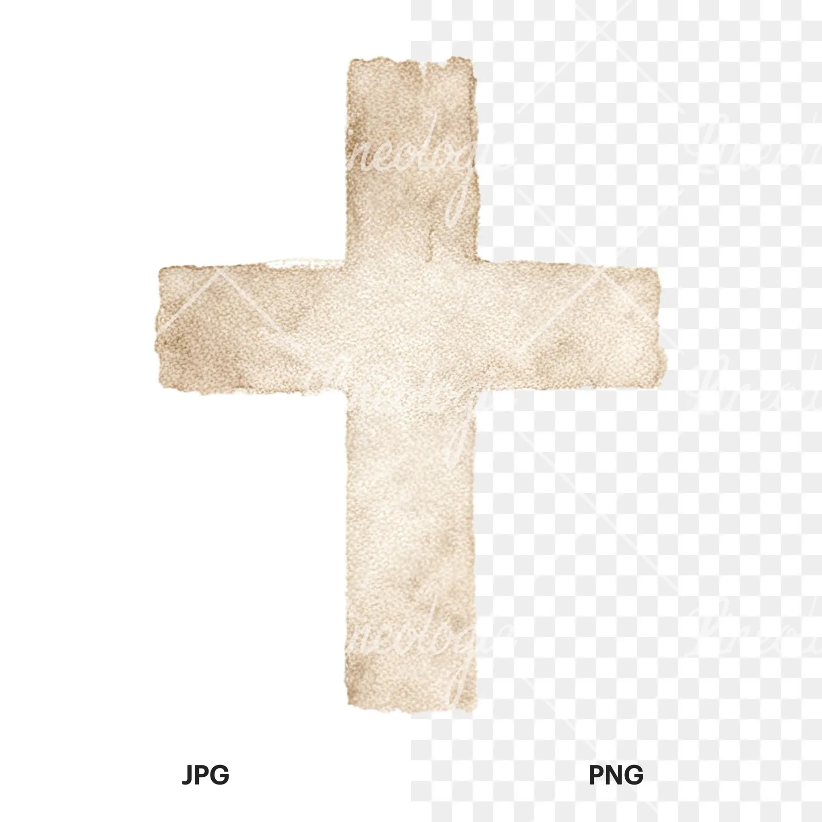 Watercolor neutral boho clipart 2 of 12, as a JPG on white and a transparent PNG
