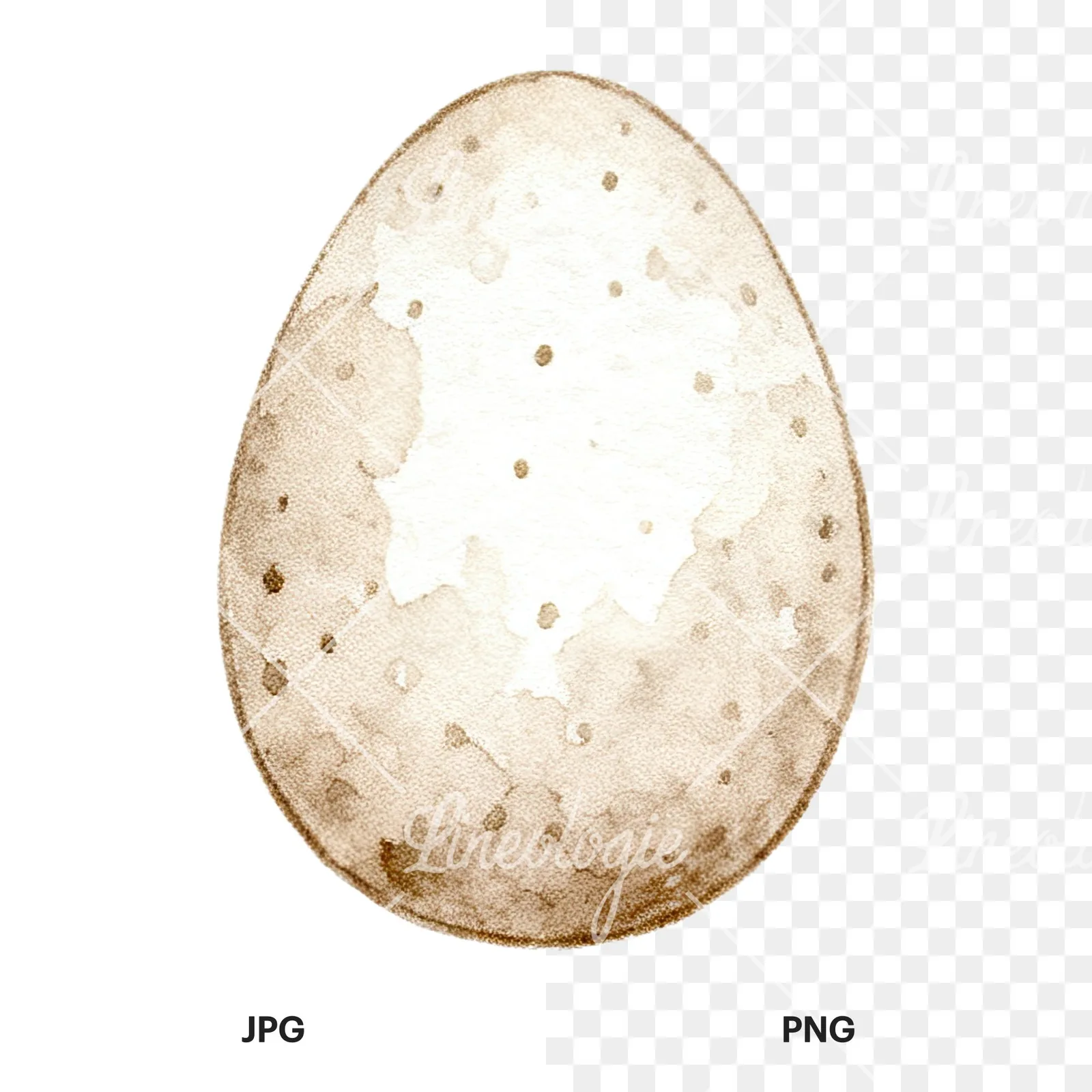 Watercolor neutral boho clipart 11 of 12, as a JPG on white and a transparent PNG