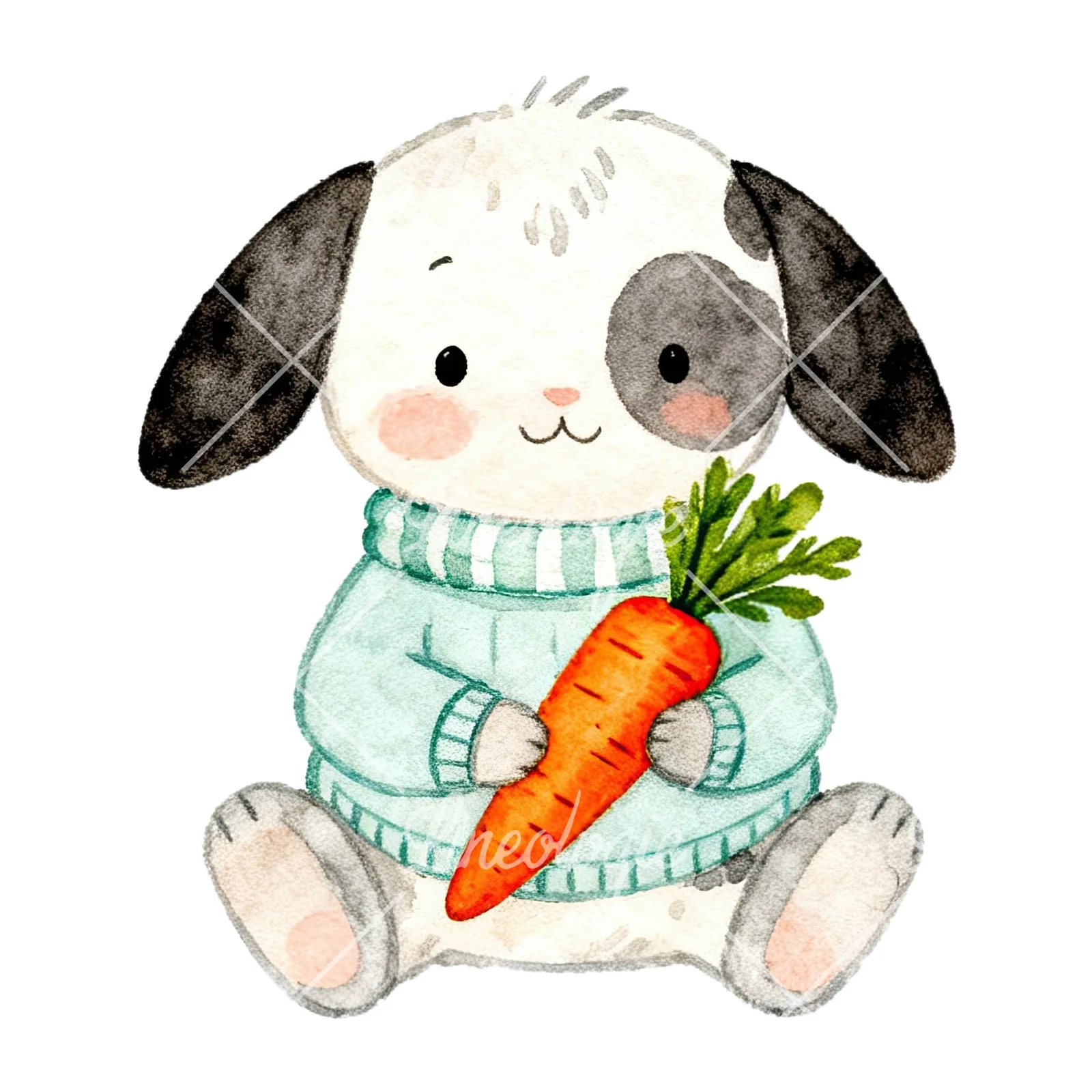 Watercolor various animal clipart 4 of 12 on a white background (JPG)