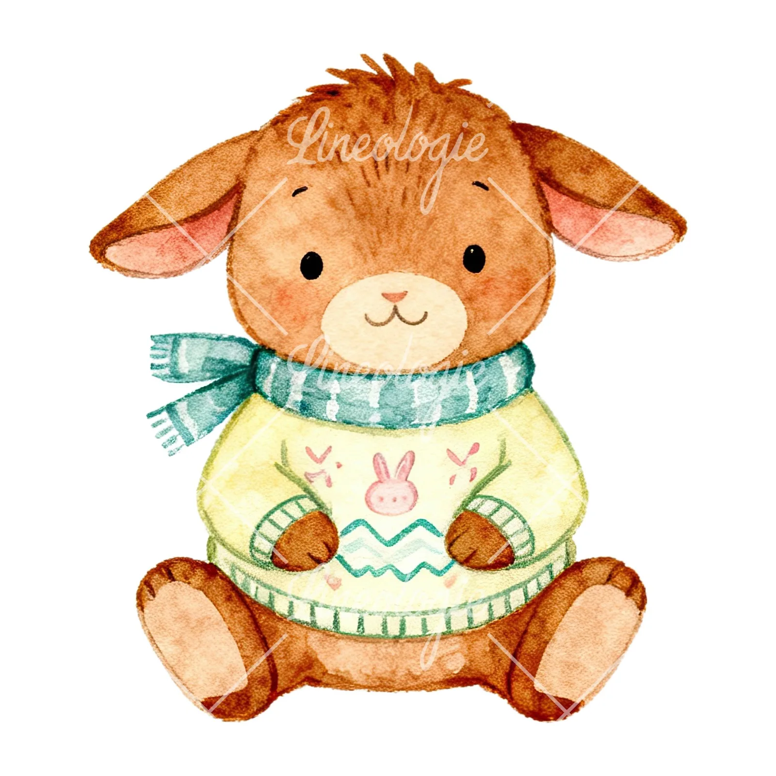 Watercolor various animal clipart 7 of 12 on a white background (JPG)