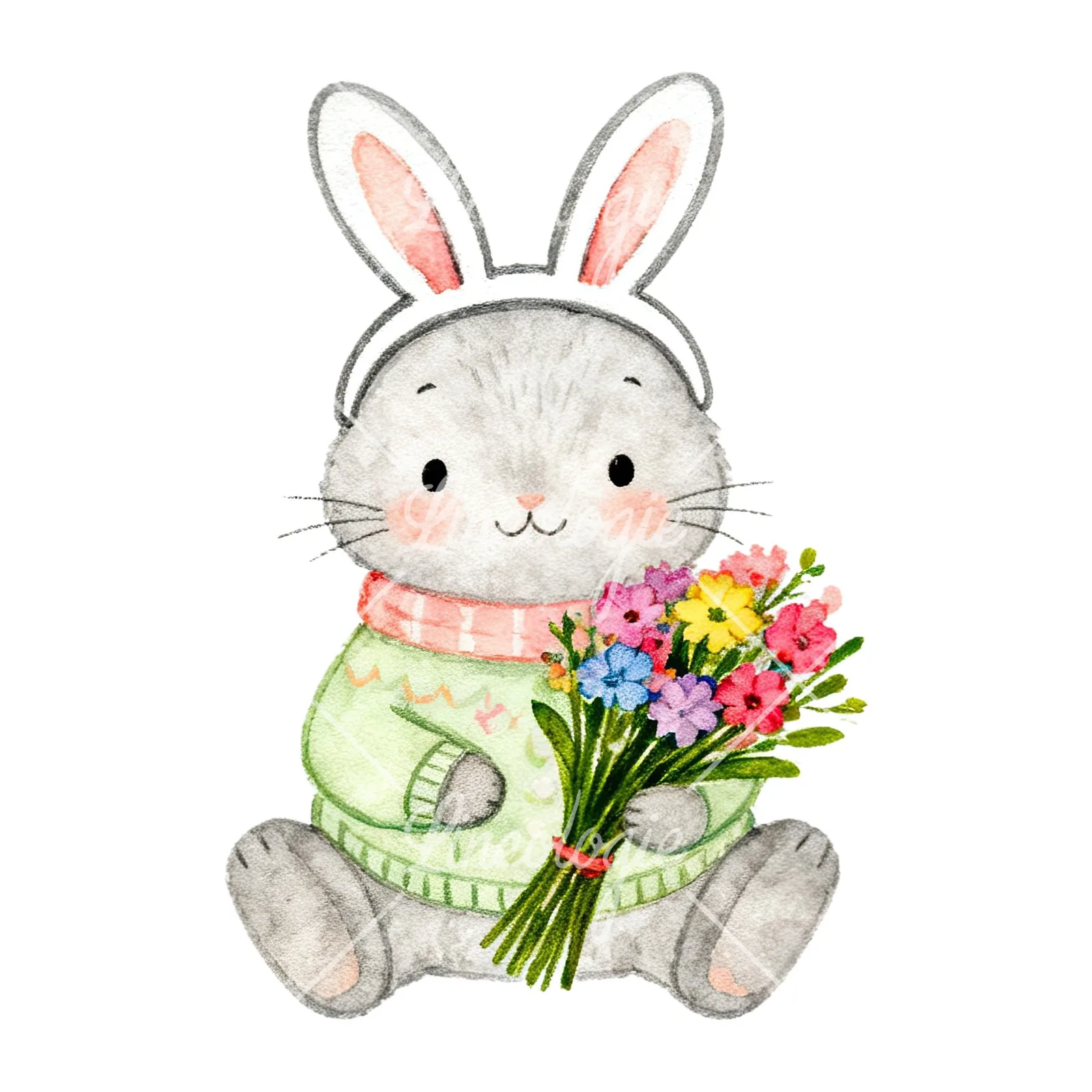 Watercolor various animal clipart 9 of 12 on a white background (JPG)