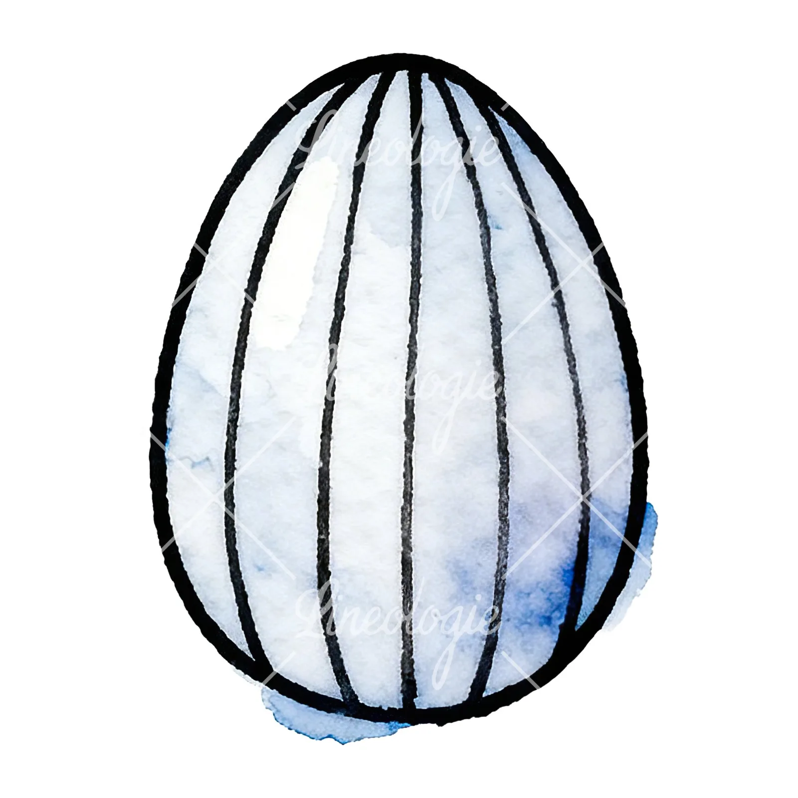Watercolor Easter egg with polka dots clipart 1 of 16 on a white background (JPG)