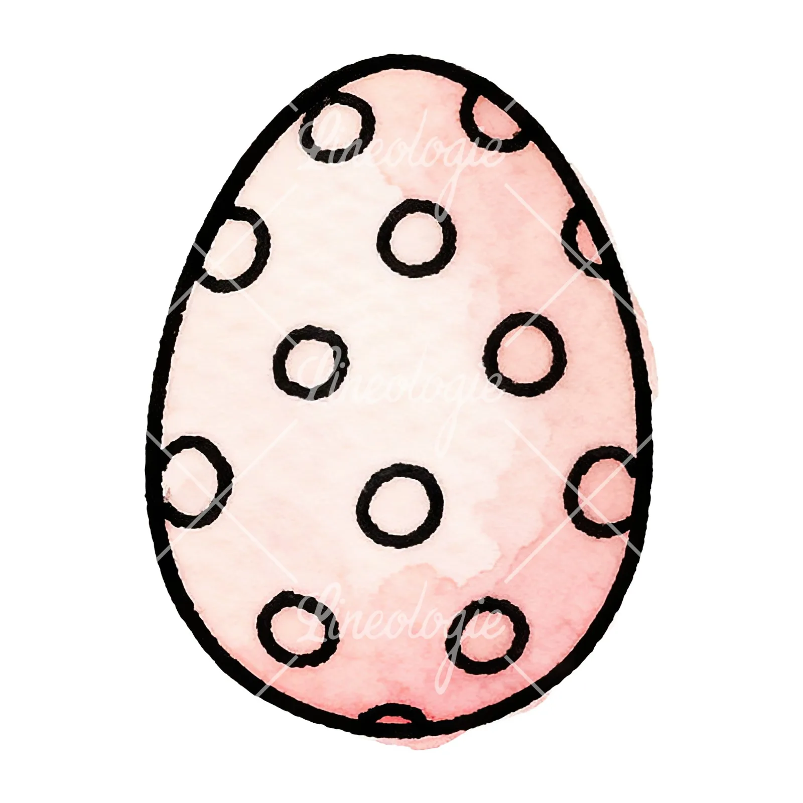 Watercolor Easter egg with polka dots clipart 2 of 16 on a white background (JPG)