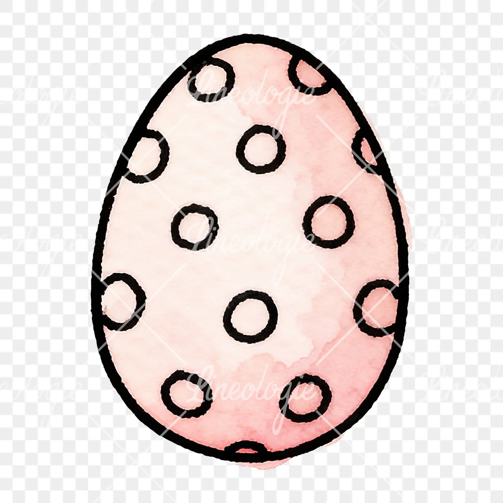 Watercolor Easter egg with polka dots clipart 2 of 16 on a transparent background (PNG)