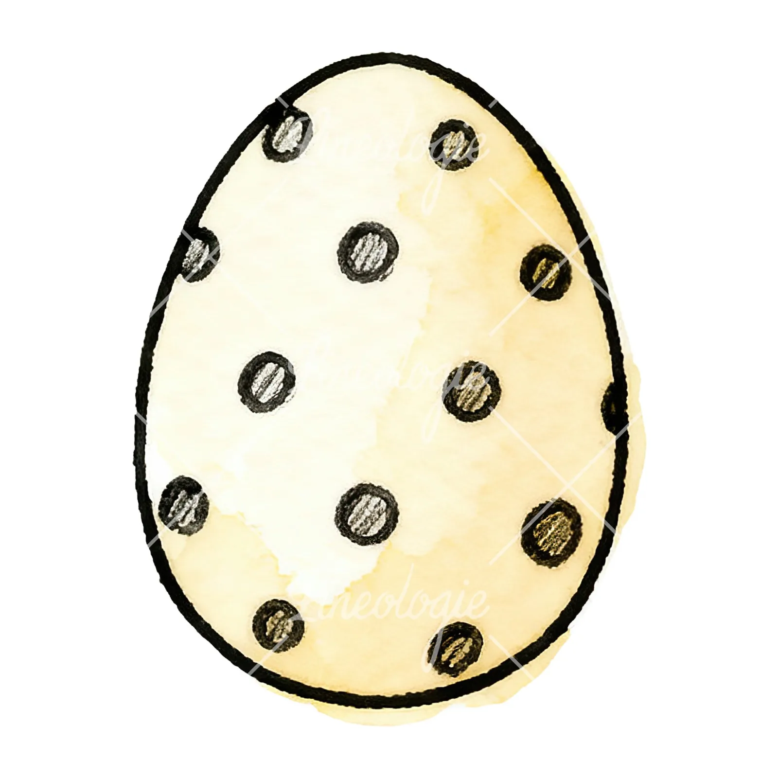 Watercolor Easter egg with polka dots clipart 3 of 16 on a white background (JPG)