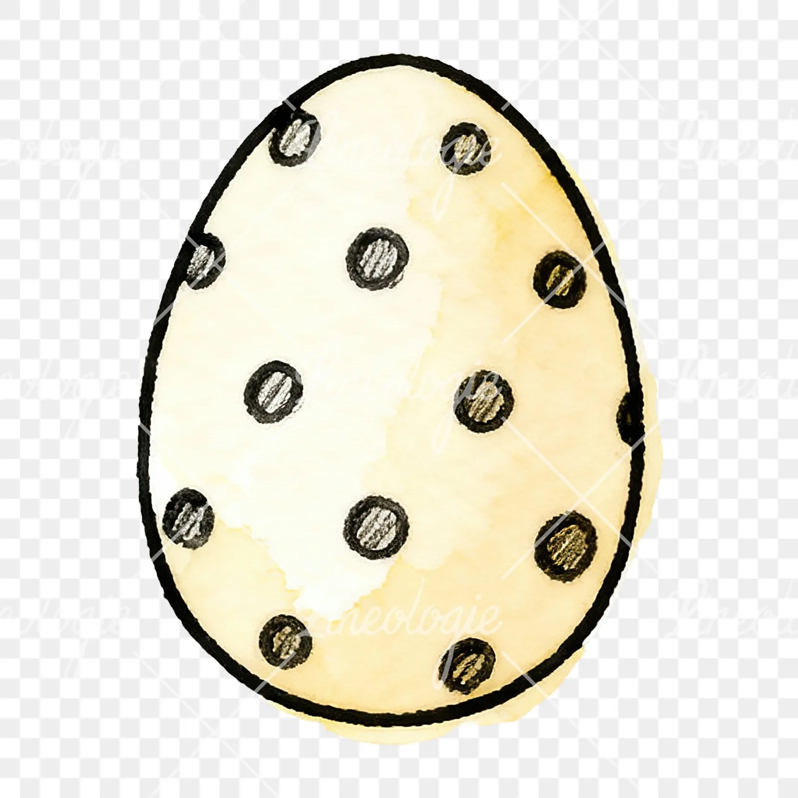 Watercolor Easter egg with polka dots clipart 3 of 16 on a transparent background (PNG)
