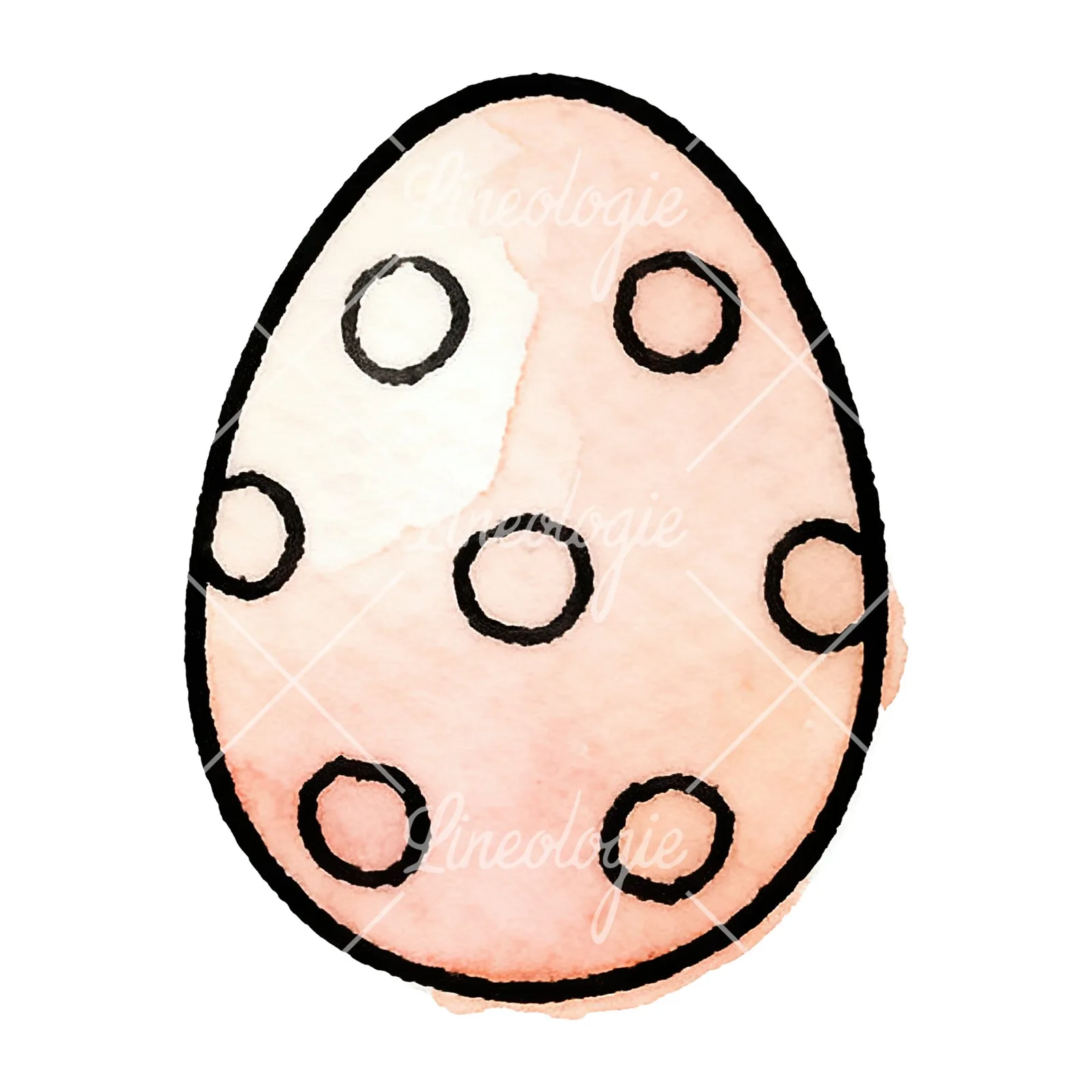 Watercolor Easter egg with polka dots clipart 5 of 16 on a white background (JPG)