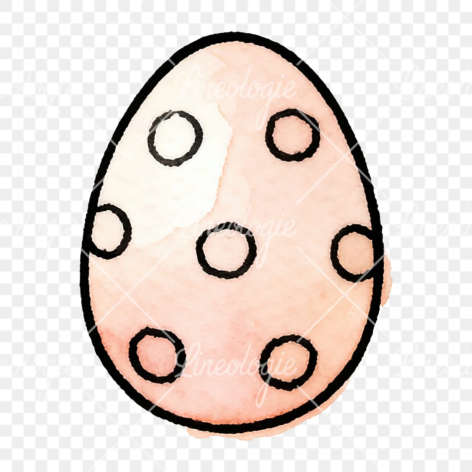Watercolor Easter egg with polka dots clipart 5 of 16 on a transparent background (PNG)