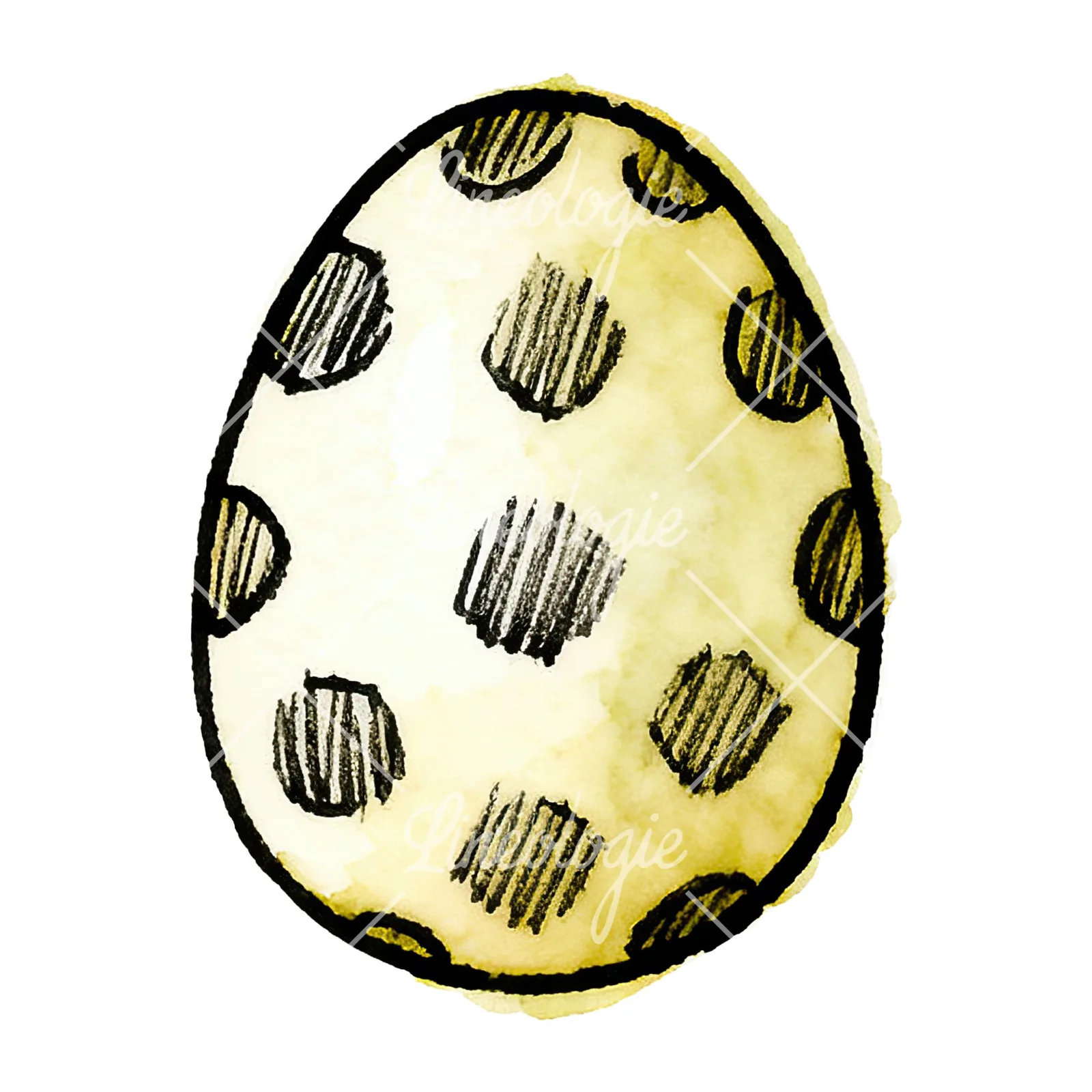 Watercolor Easter egg with polka dots clipart 6 of 16 on a white background (JPG)
