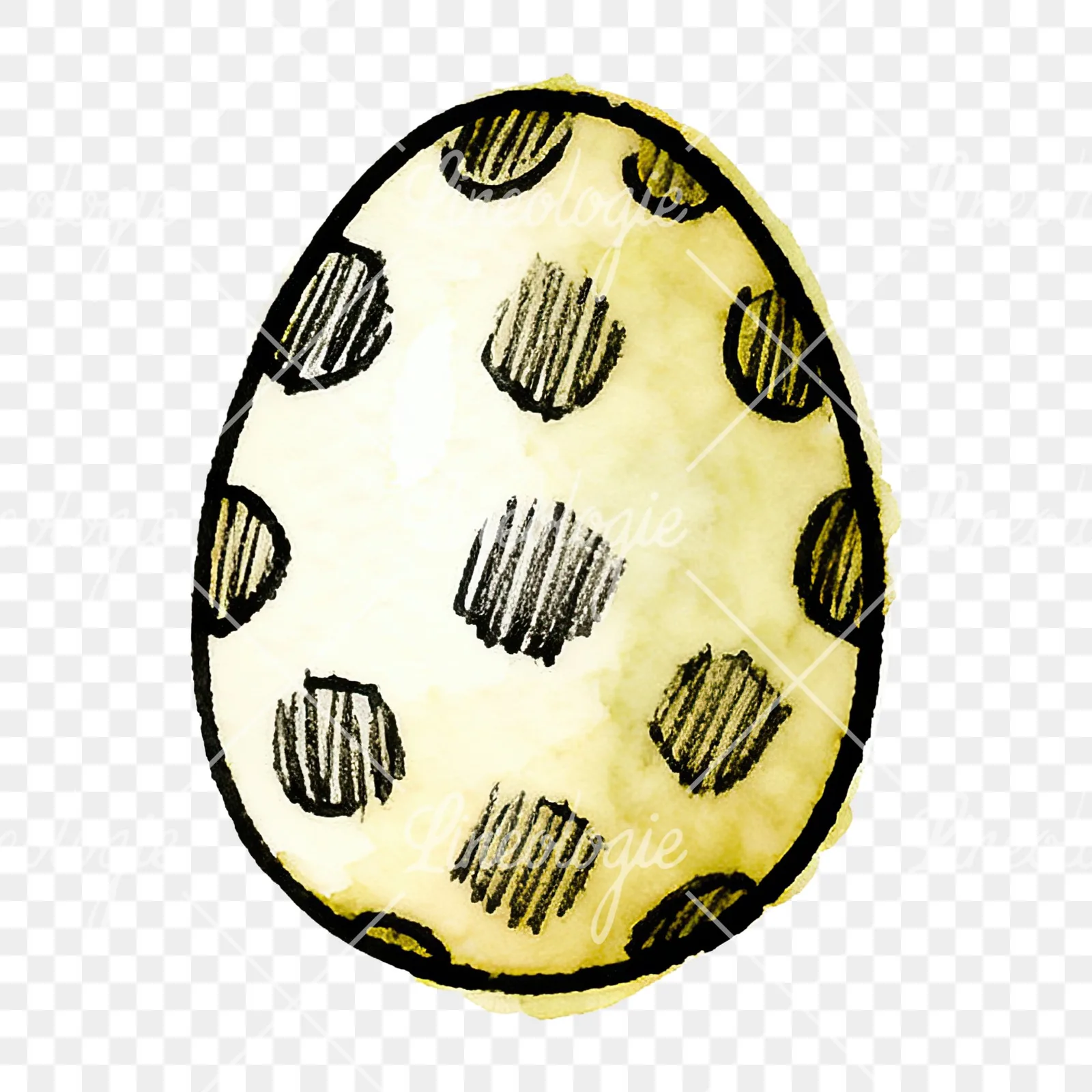 Watercolor Easter egg with polka dots clipart 6 of 16 on a transparent background (PNG)