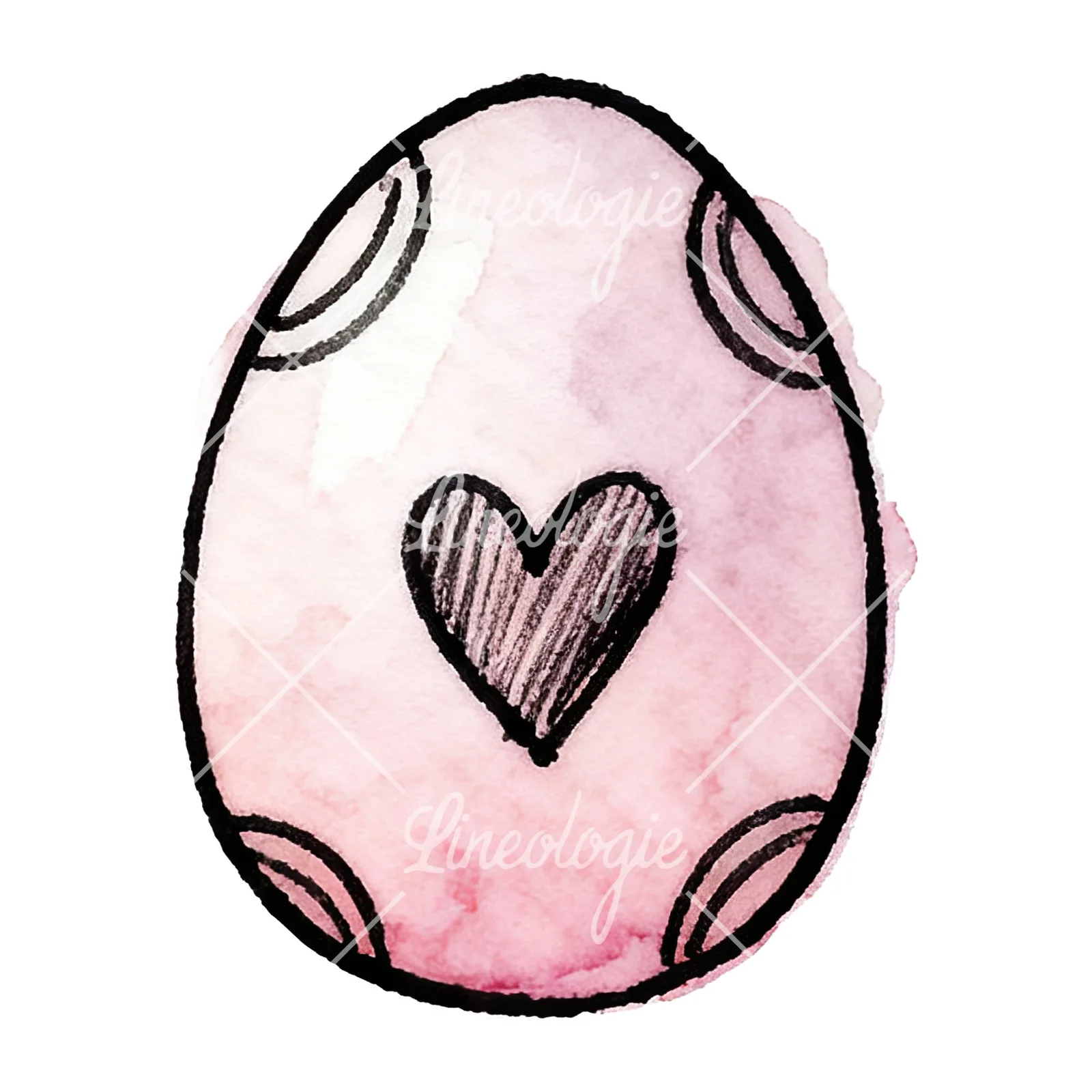 Watercolor Easter egg with polka dots clipart 8 of 16 on a white background (JPG)