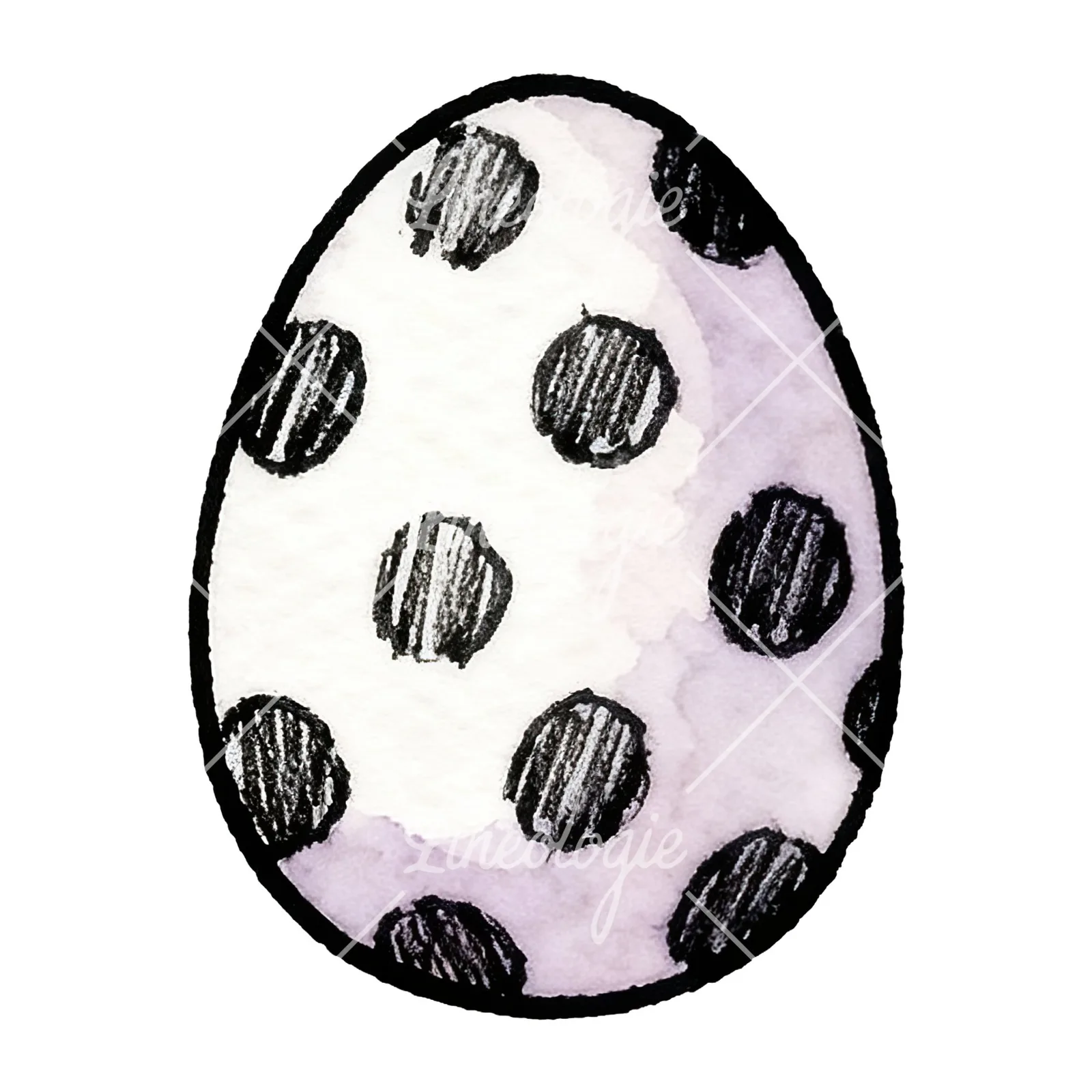 Watercolor Easter egg with polka dots clipart 10 of 16 on a white background (JPG)