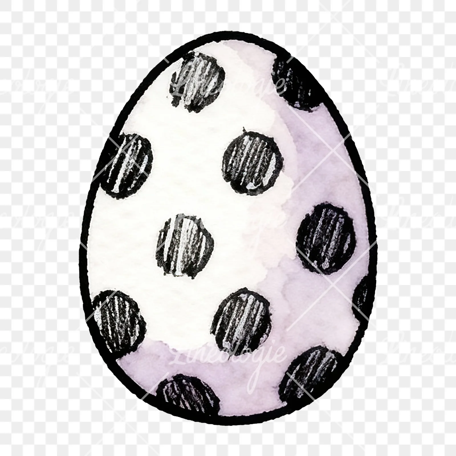 Watercolor Easter egg with polka dots clipart 10 of 16 on a transparent background (PNG)