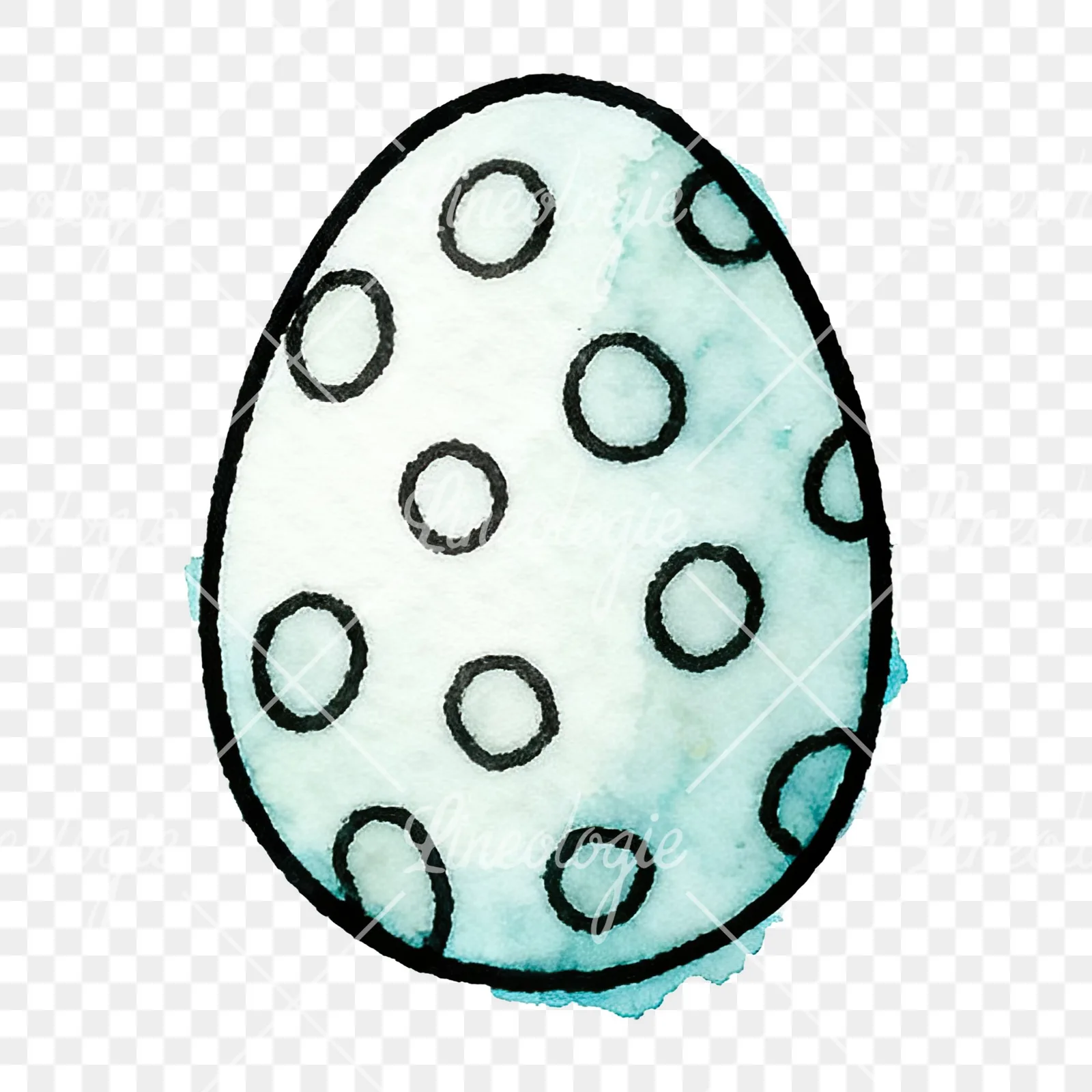 Watercolor Easter egg with polka dots clipart 12 of 16 on a transparent background (PNG)