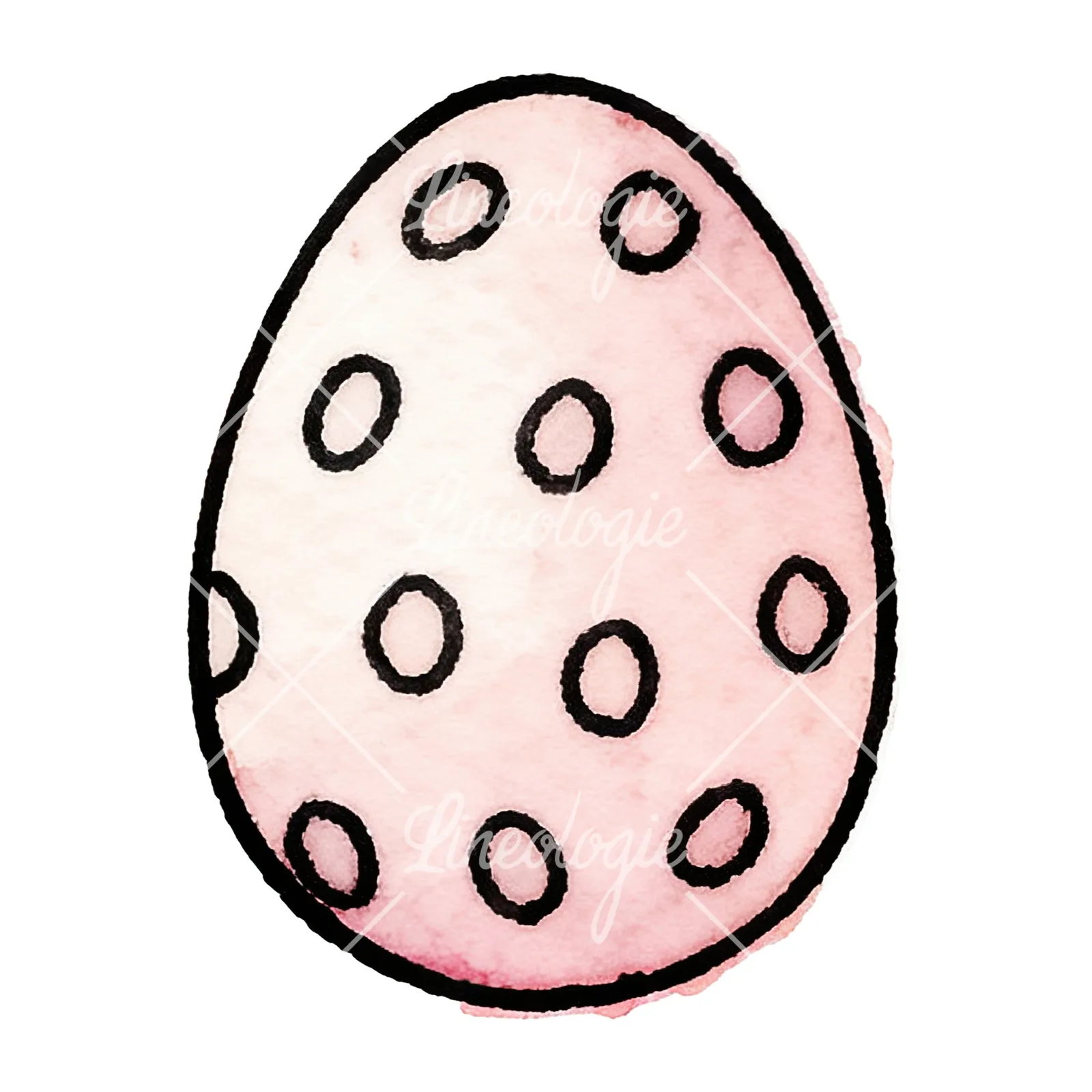 Watercolor Easter egg with polka dots clipart 16 of 16 on a white background (JPG)
