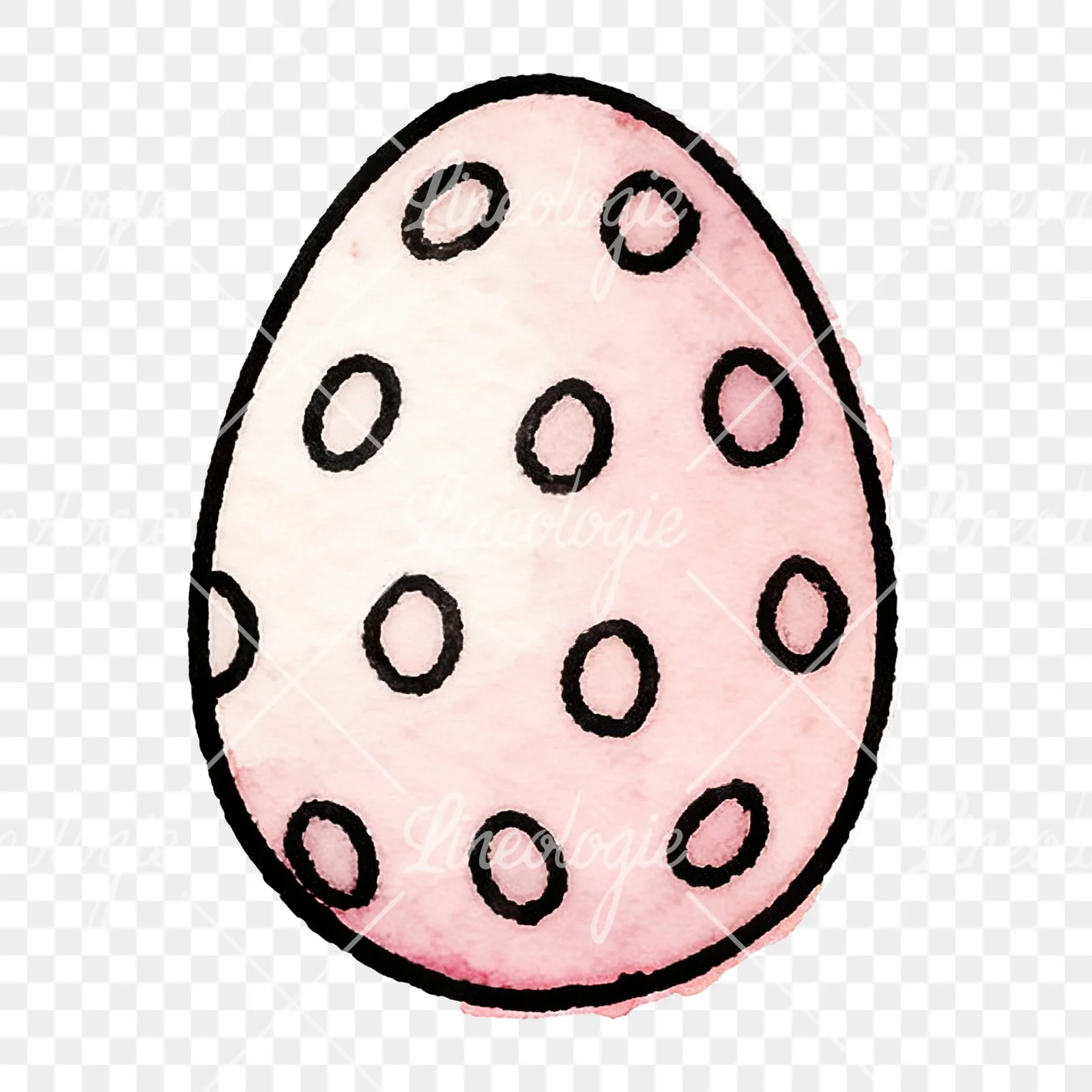 Watercolor Easter egg with polka dots clipart 16 of 16 on a transparent background (PNG)
