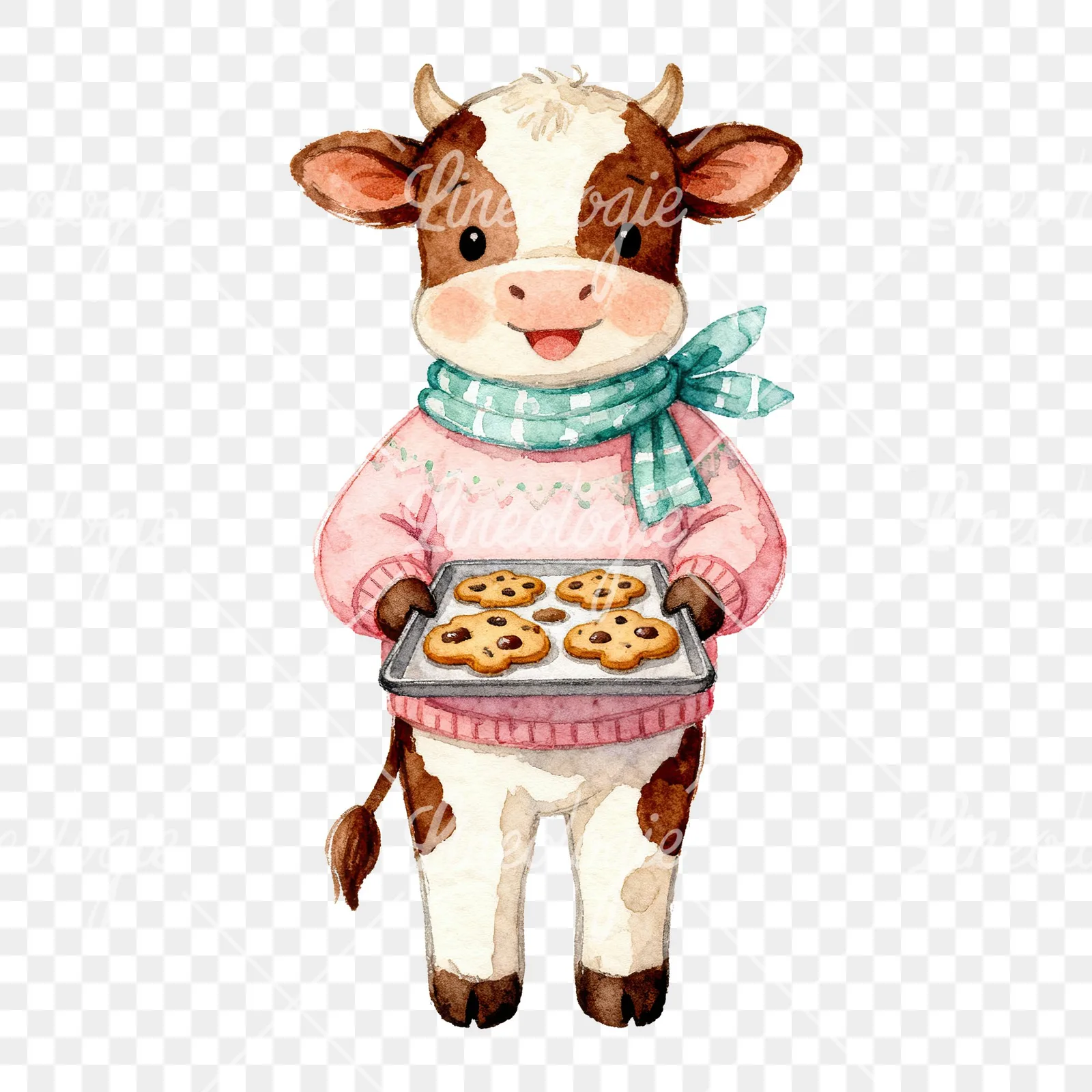 Watercolor baby calf clipart 3 of 6 on a transparent background (PNG)