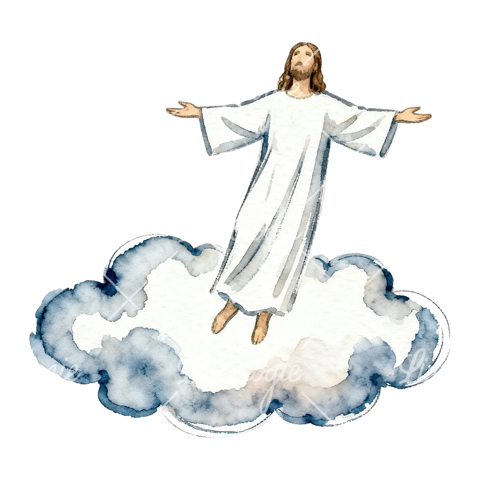 Watercolor christian jesus clipart 7 of 7 on a white background (JPG)