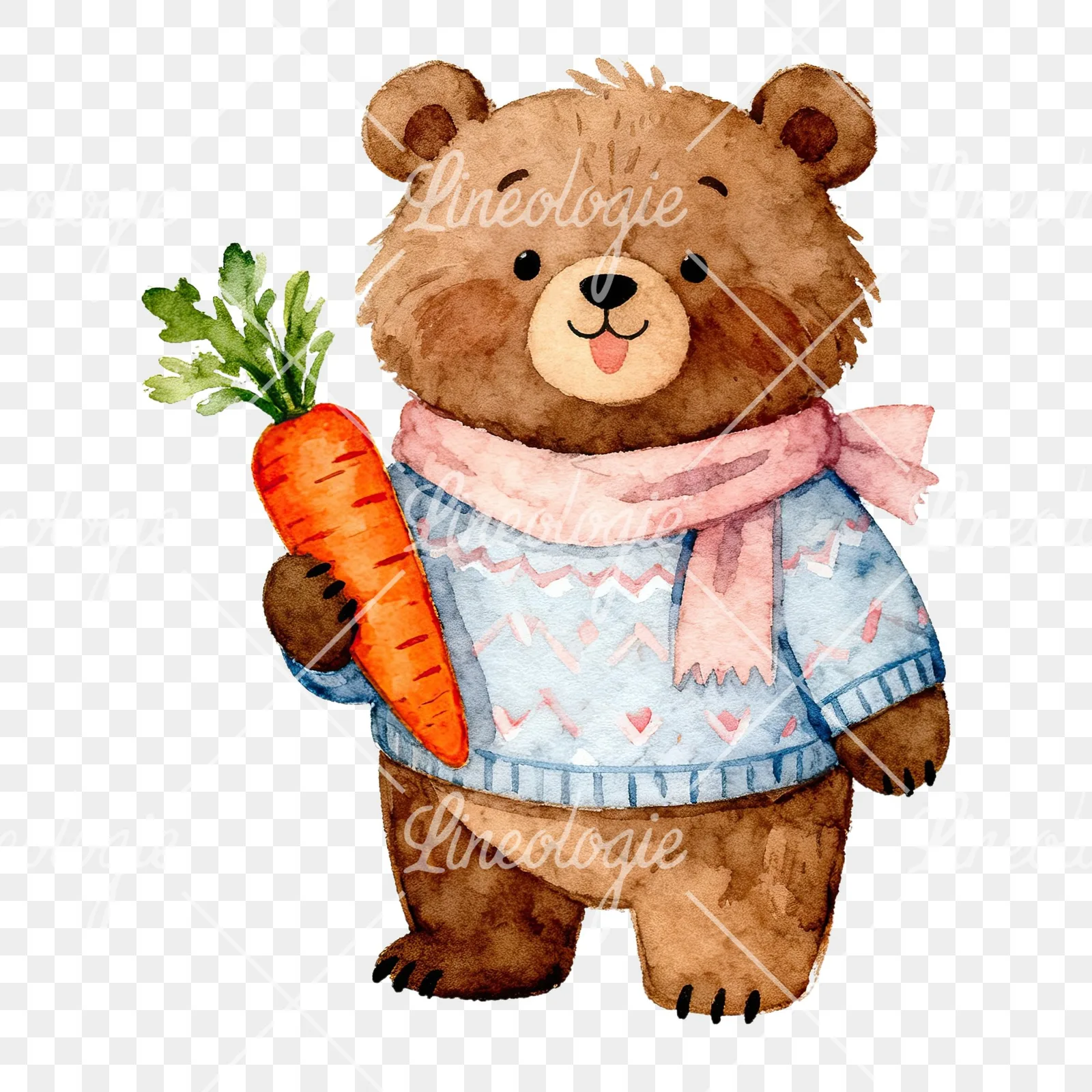 Watercolor bear clipart 2 of 9 on a transparent background (PNG)