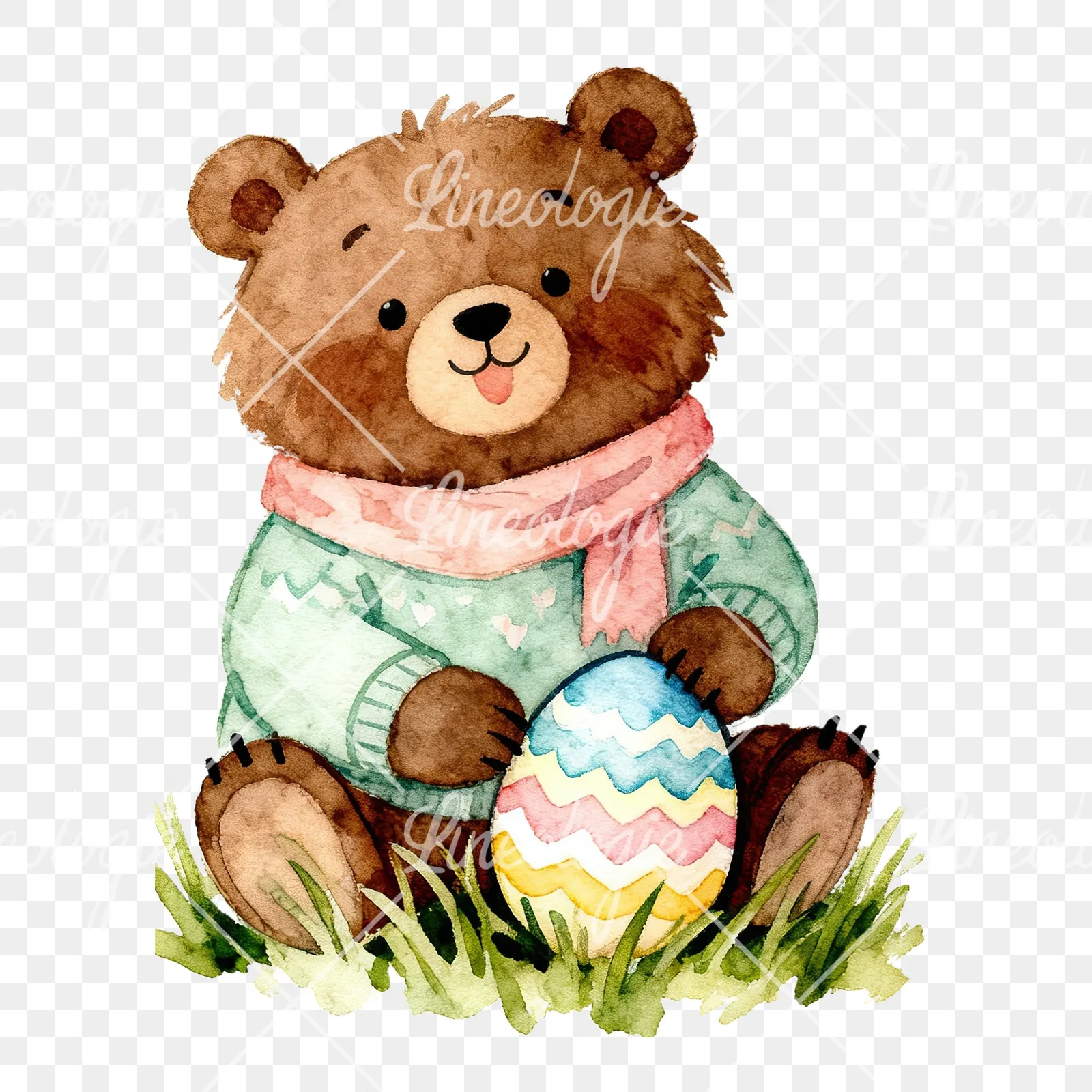 Watercolor bear clipart 7 of 9 on a transparent background (PNG)