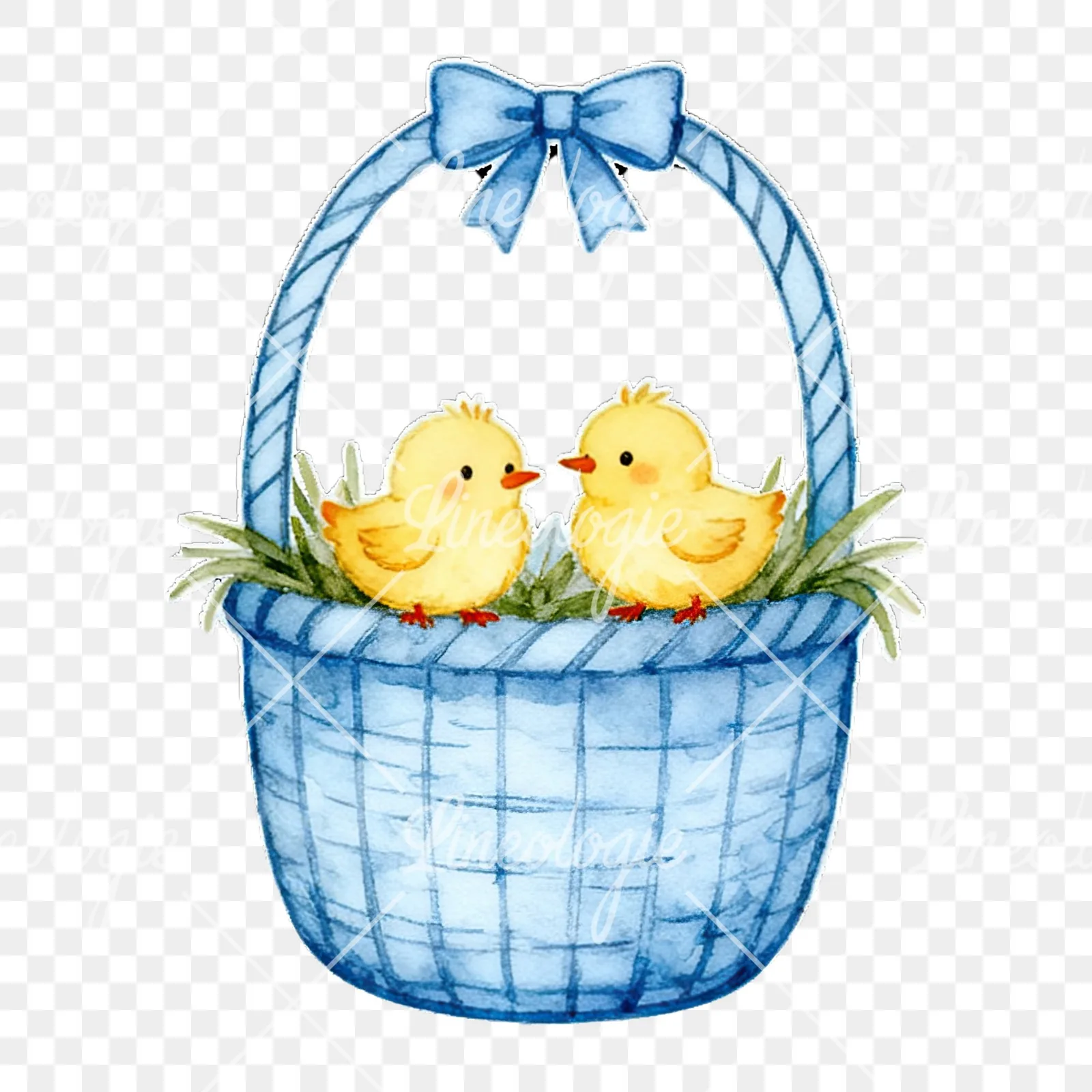 Watercolor blue boys basket clipart 2 of 9 on a transparent background (PNG)
