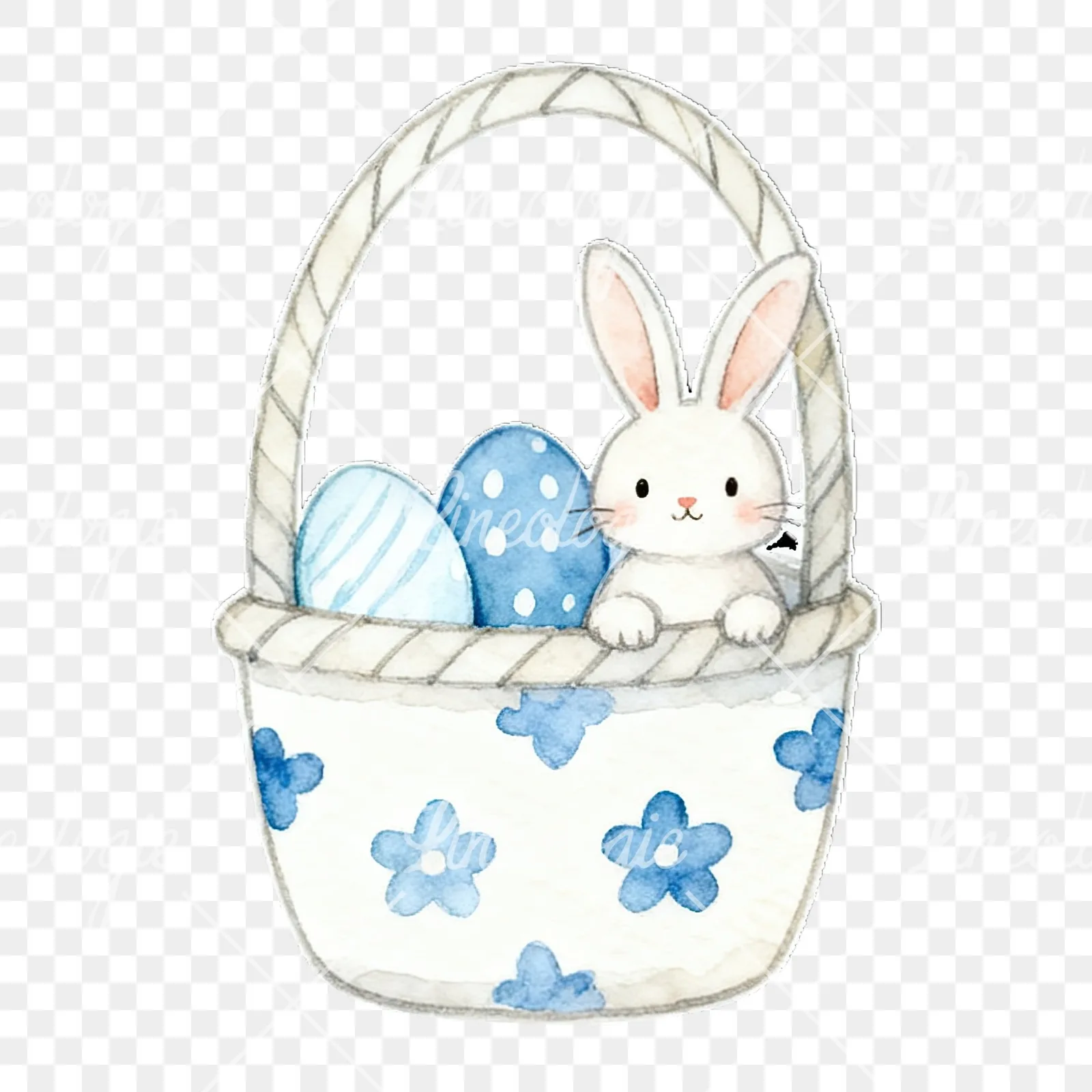 Watercolor blue boys basket clipart 3 of 9 on a transparent background (PNG)