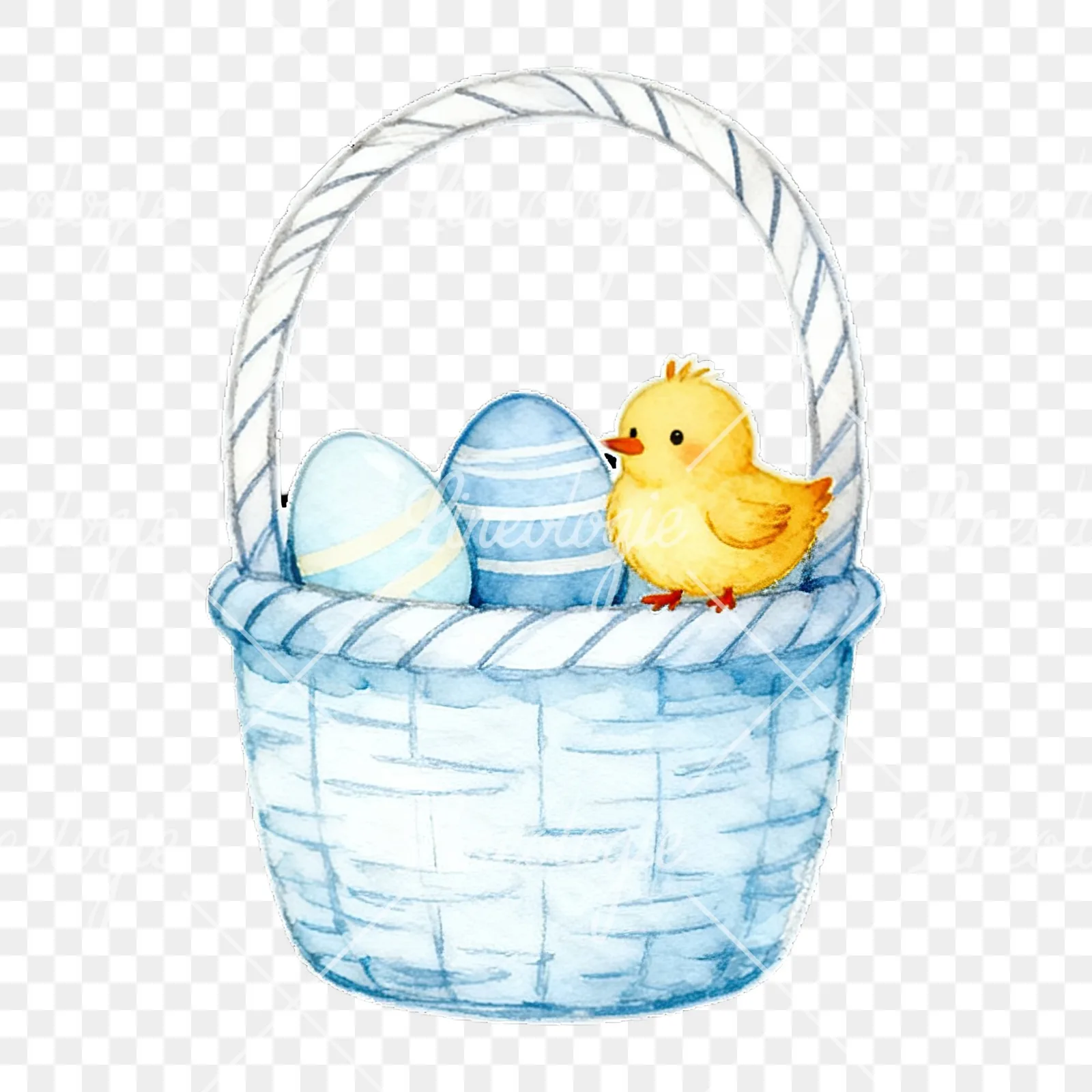 Watercolor blue boys basket clipart 5 of 9 on a transparent background (PNG)