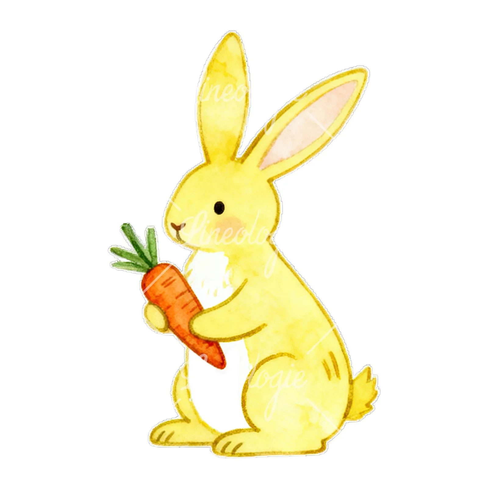 Watercolor colorful Easter bunny clipart 3 of 9 on a white background (JPG)