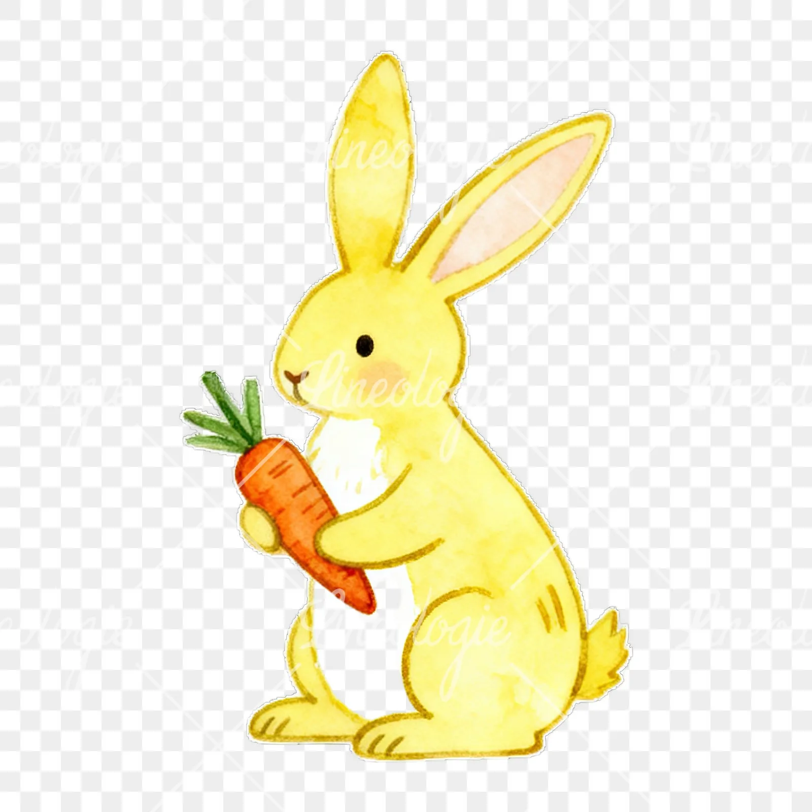 Watercolor colorful Easter bunny clipart 3 of 9 on a transparent background (PNG)