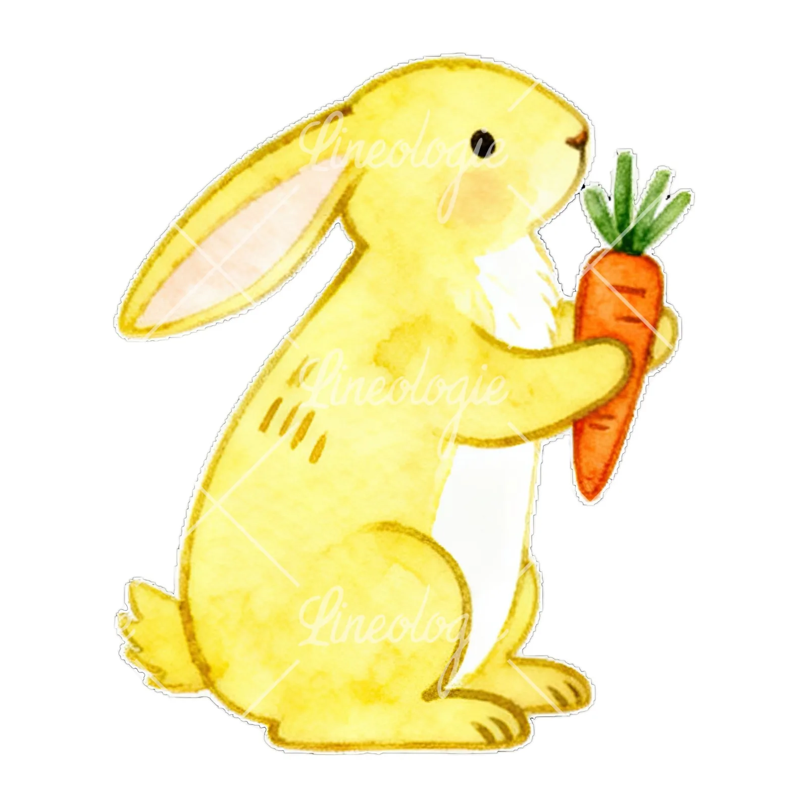 Watercolor colorful Easter bunny clipart 5 of 9 on a white background (JPG)