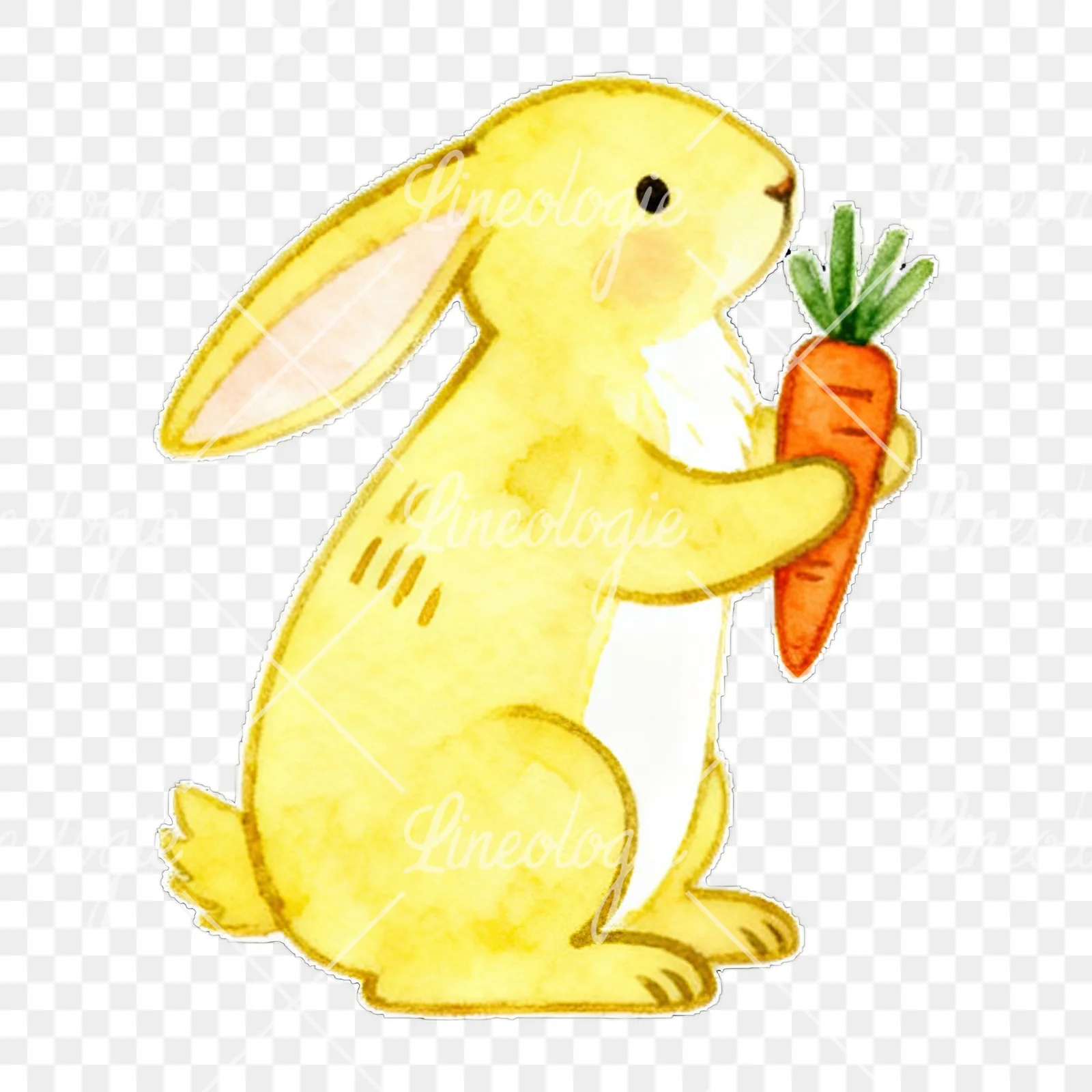 Watercolor colorful Easter bunny clipart 5 of 9 on a transparent background (PNG)