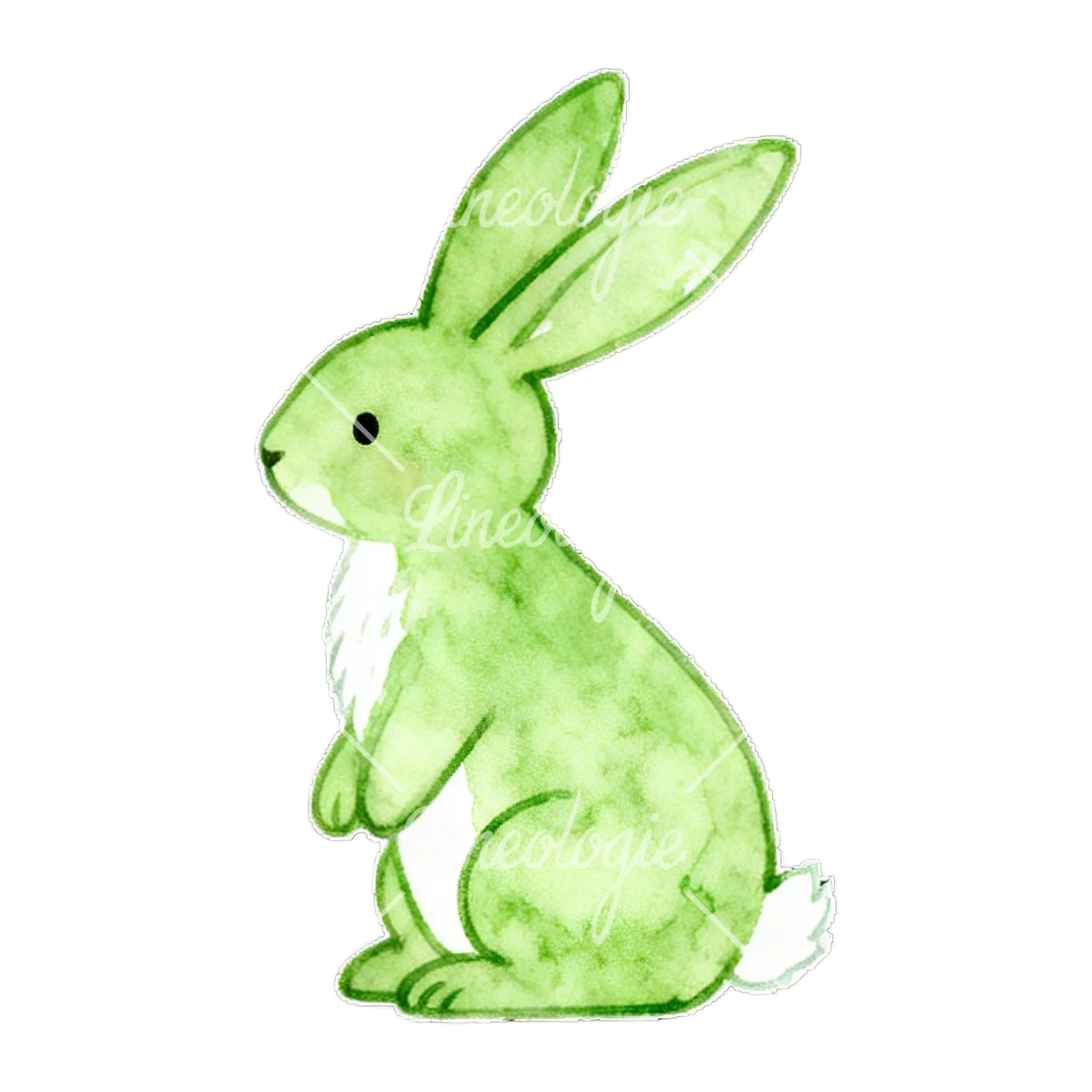 Watercolor colorful Easter bunny clipart 6 of 9 on a white background (JPG)