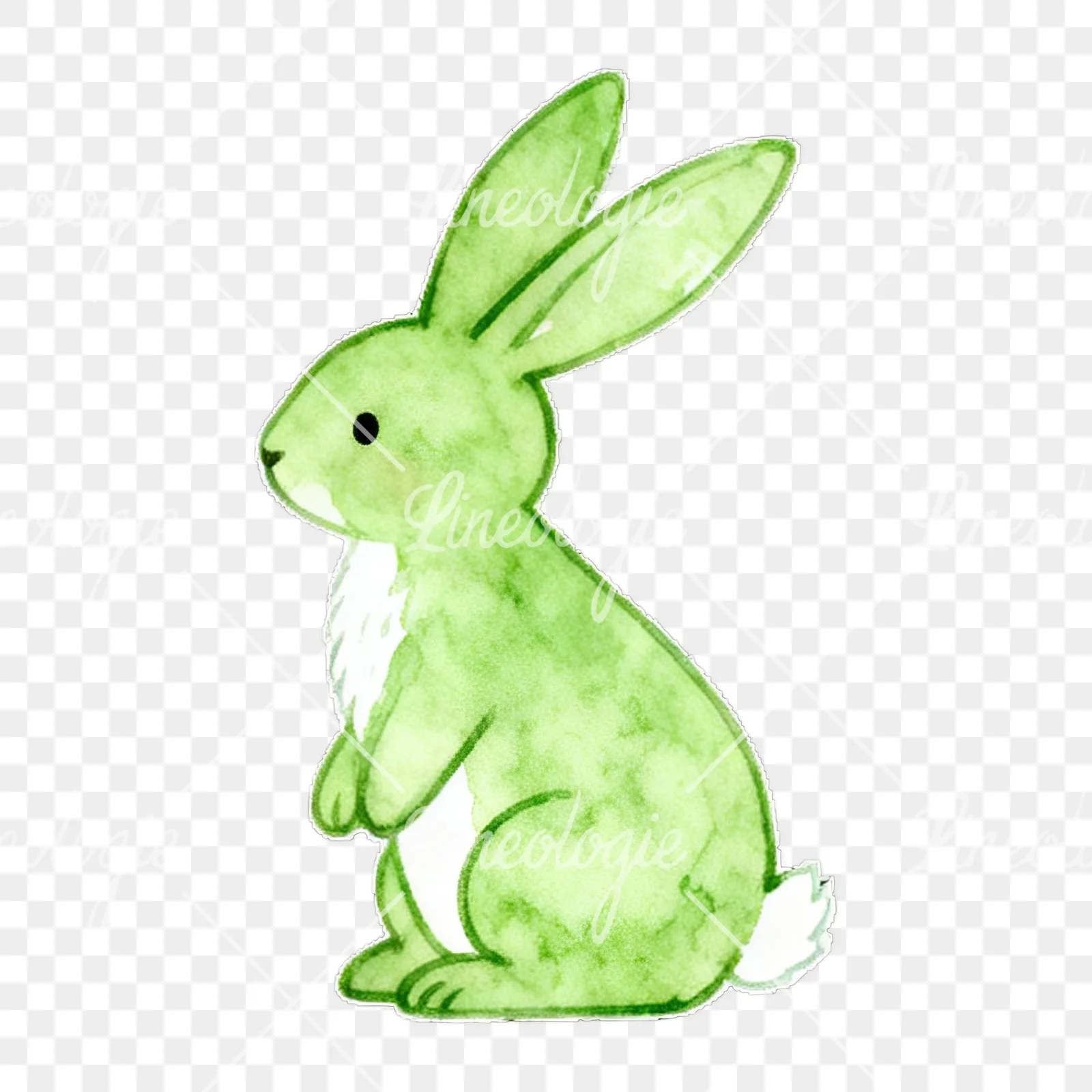 Watercolor colorful Easter bunny clipart 6 of 9 on a transparent background (PNG)