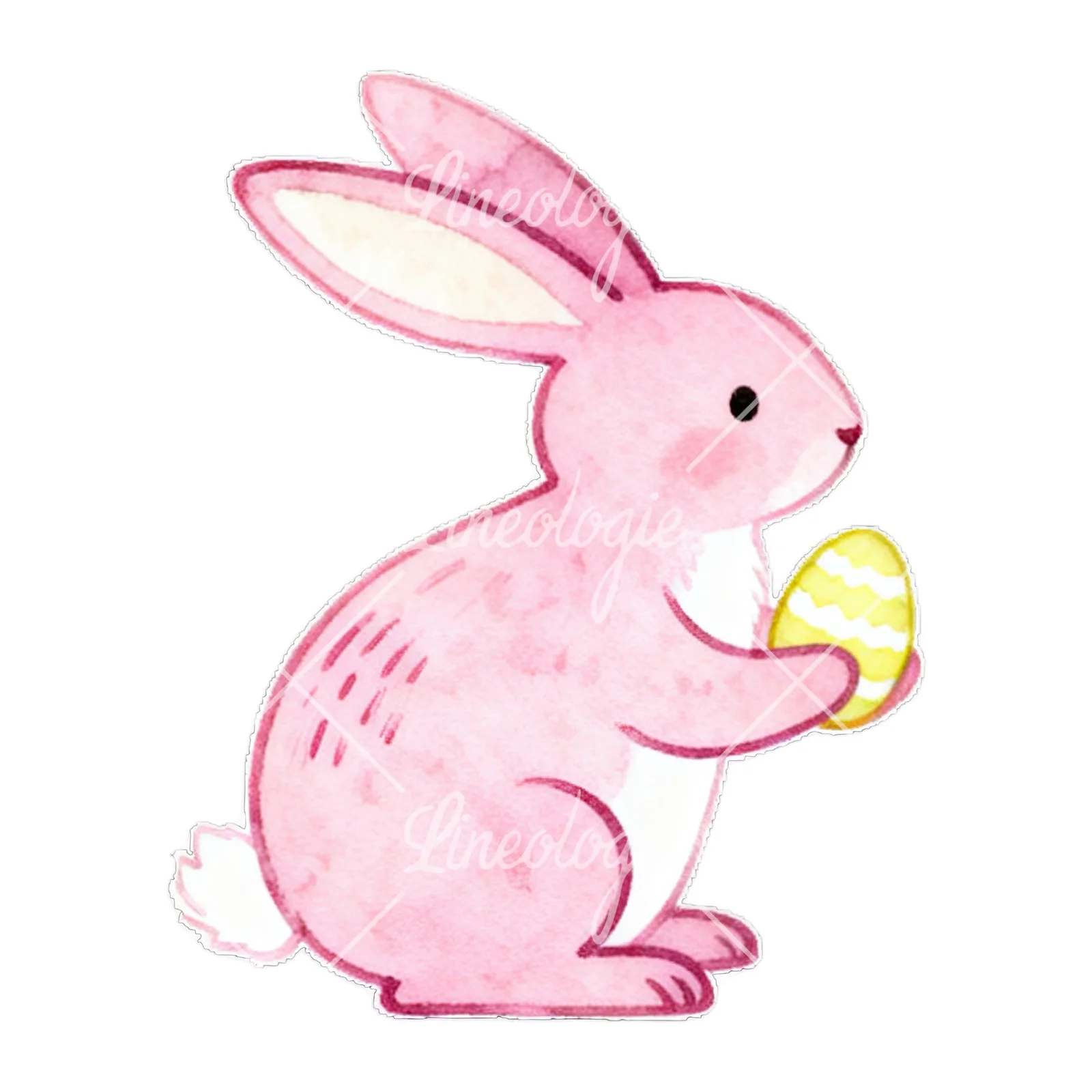 Watercolor colorful Easter bunny clipart 7 of 9 on a white background (JPG)