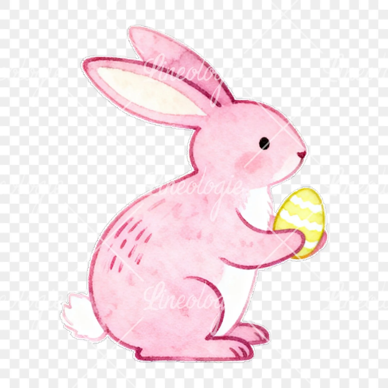 Watercolor colorful Easter bunny clipart 7 of 9 on a transparent background (PNG)