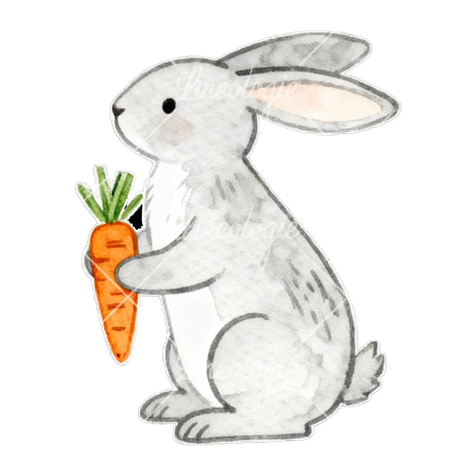 Watercolor colorful Easter bunny clipart 8 of 9 on a white background (JPG)