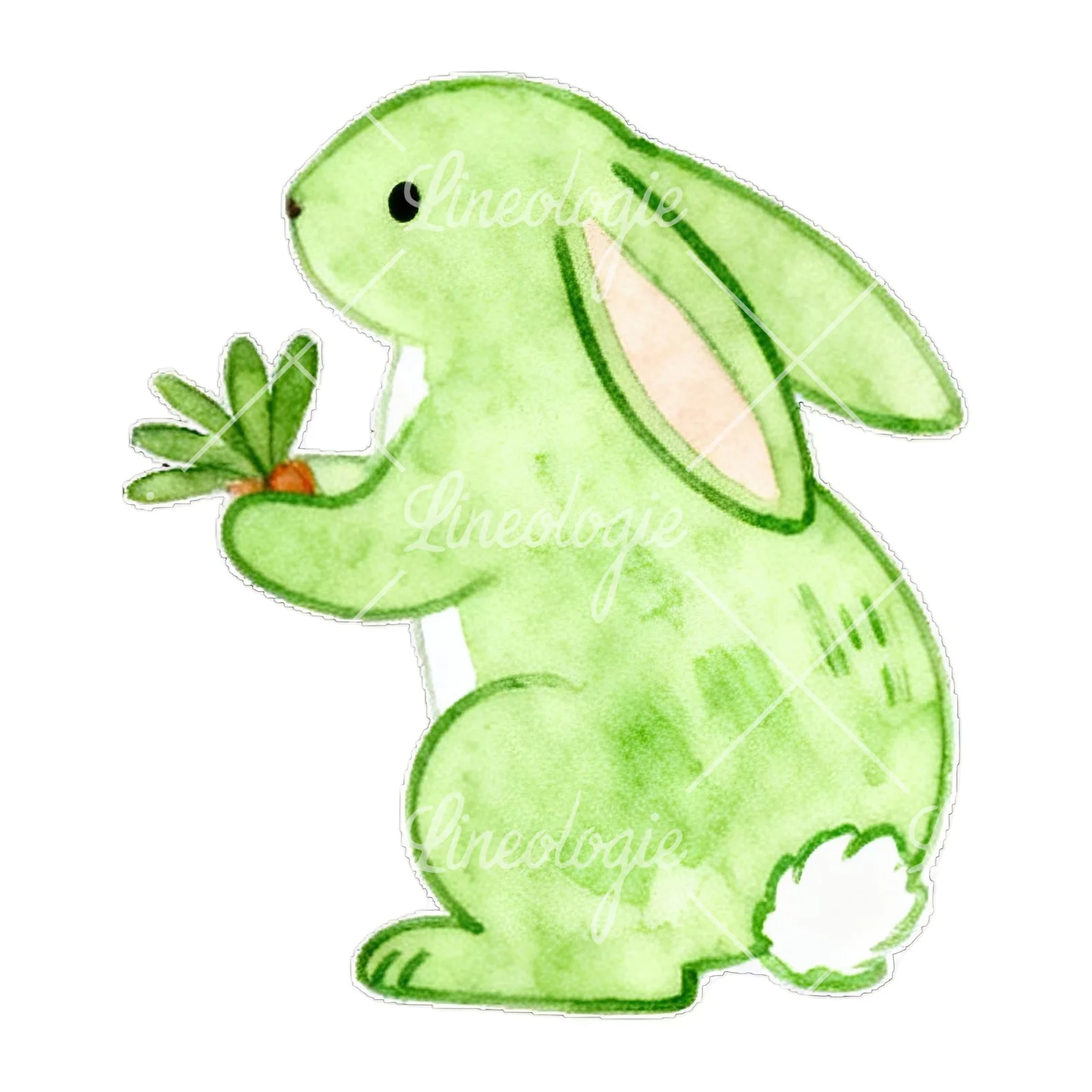 Watercolor colorful Easter bunny clipart 9 of 9 on a white background (JPG)