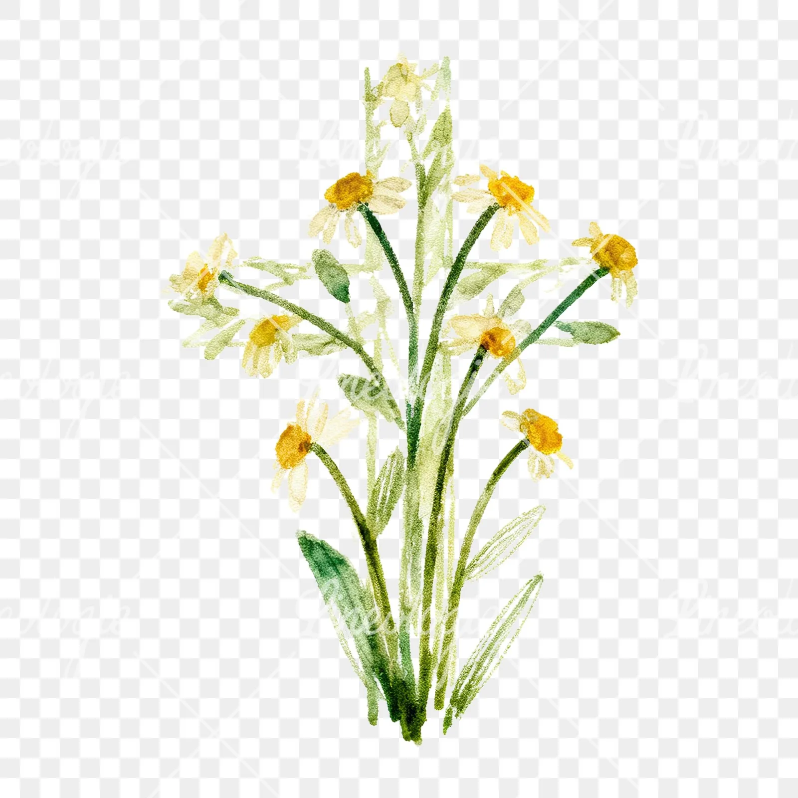 Watercolor cross with flowers clipart 8 of 9 on a transparent background (PNG)