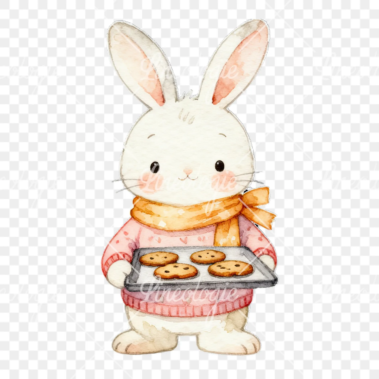 Watercolor baby bunny clipart 3 of 9 on a transparent background (PNG)