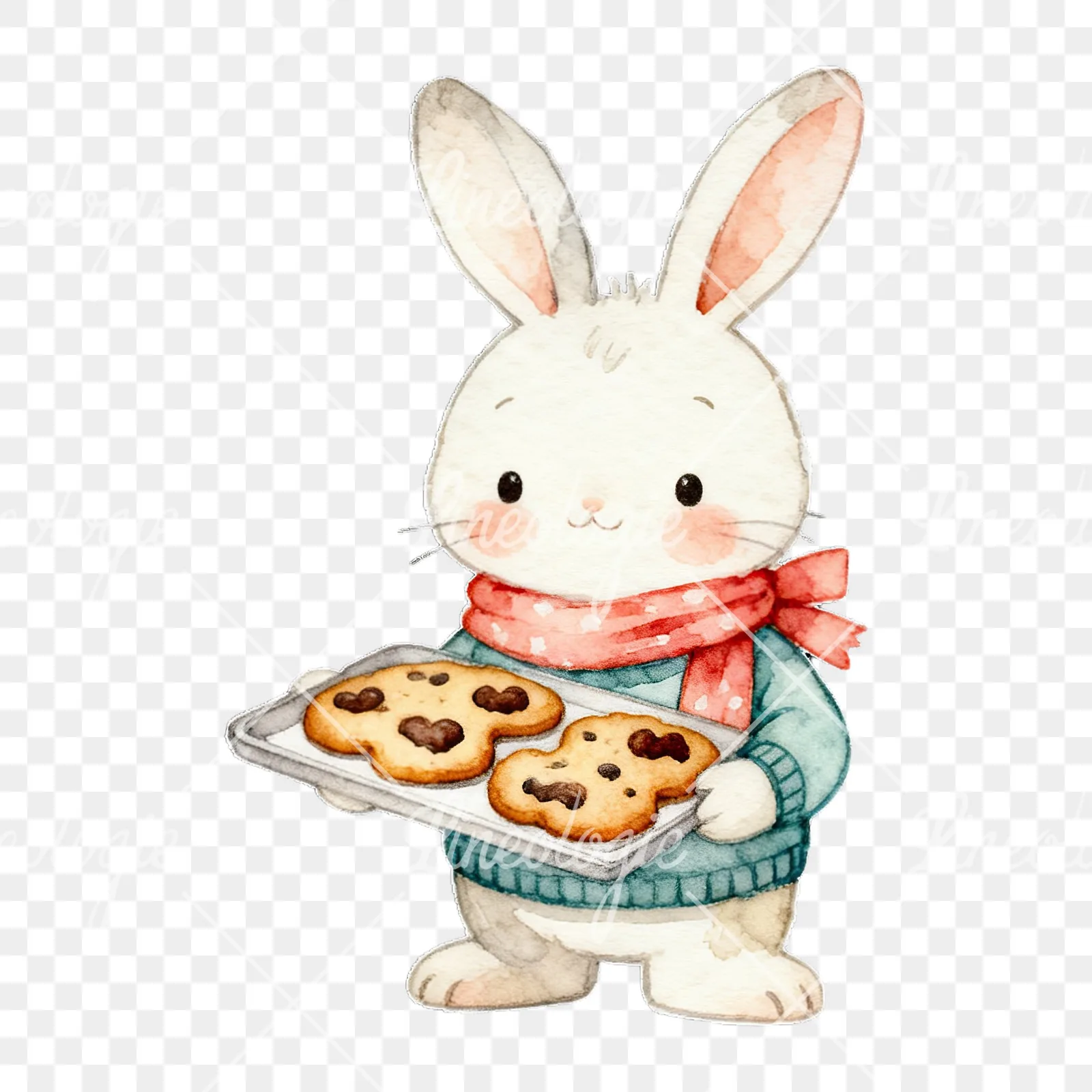 Watercolor baby bunny clipart 4 of 9 on a transparent background (PNG)