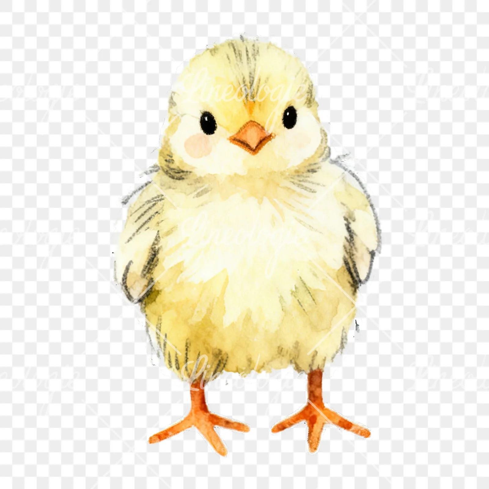 Watercolor baby Easter chick clipart 1 of 9 on a transparent background (PNG)