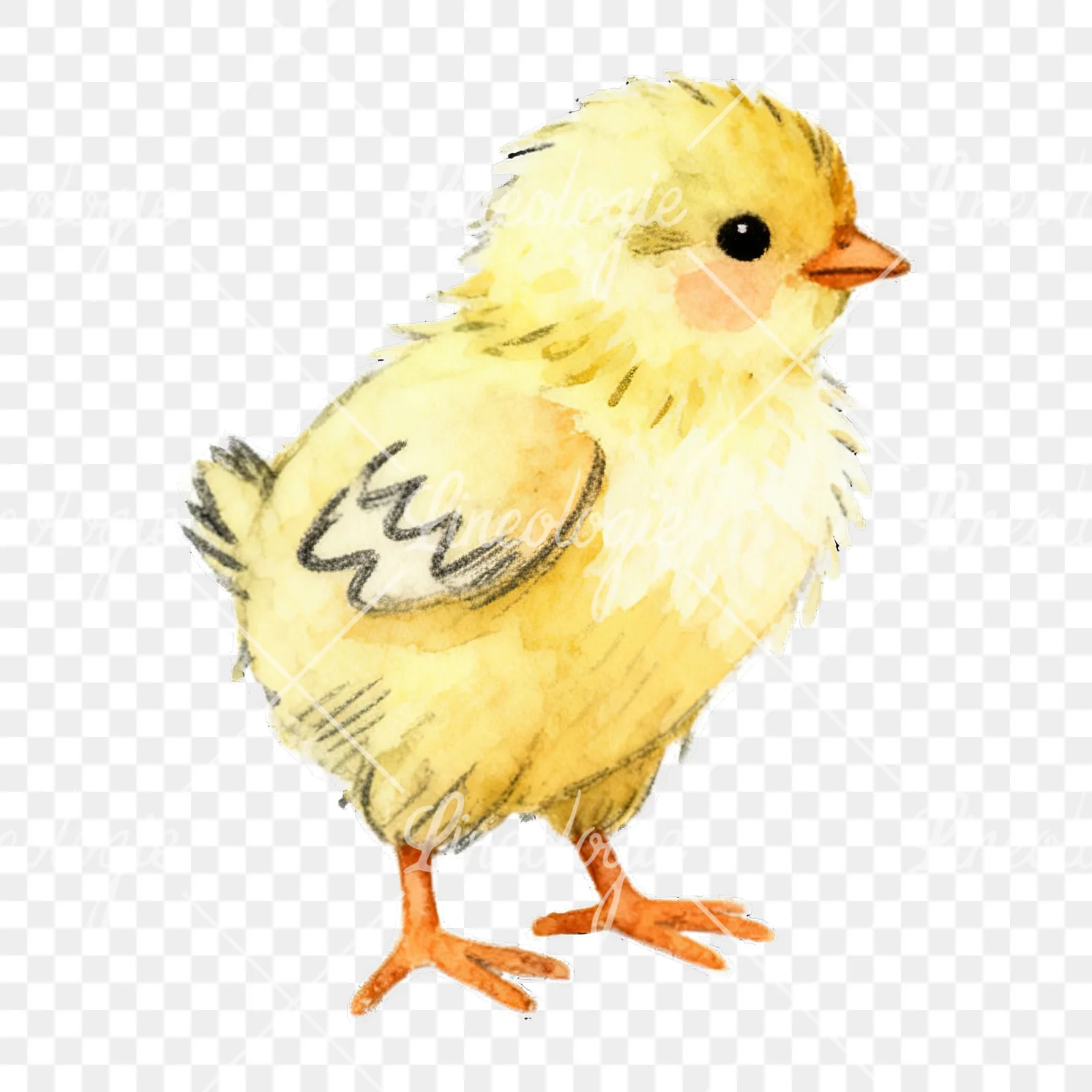 Watercolor baby Easter chick clipart 2 of 9 on a transparent background (PNG)