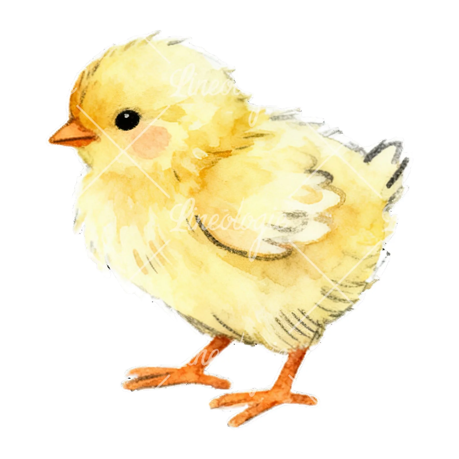Watercolor baby Easter chick clipart 3 of 9 on a white background (JPG)