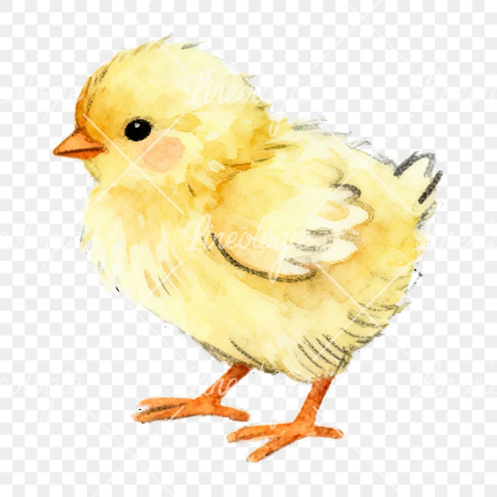 Watercolor baby Easter chick clipart 3 of 9 on a transparent background (PNG)