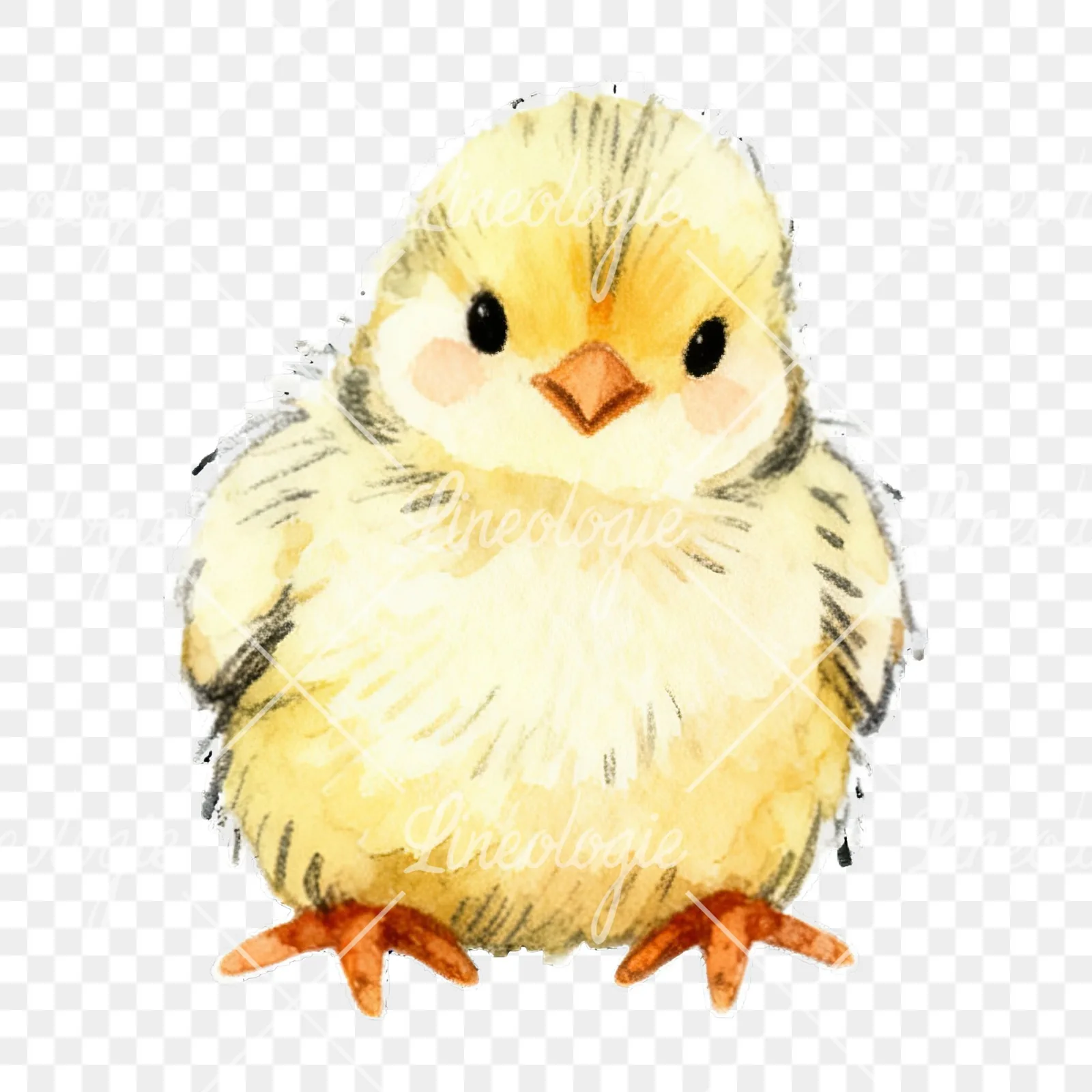 Watercolor baby Easter chick clipart 8 of 9 on a transparent background (PNG)