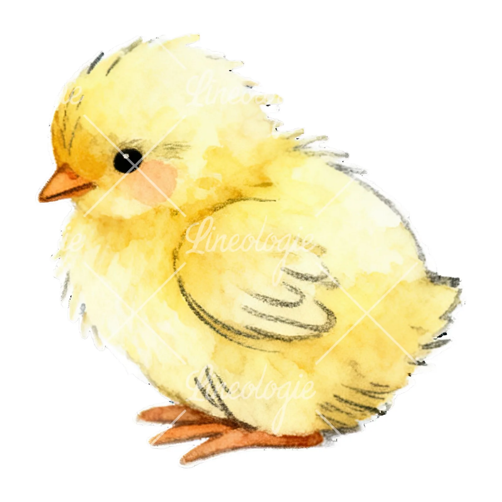Watercolor baby Easter chick clipart 9 of 9 on a white background (JPG)