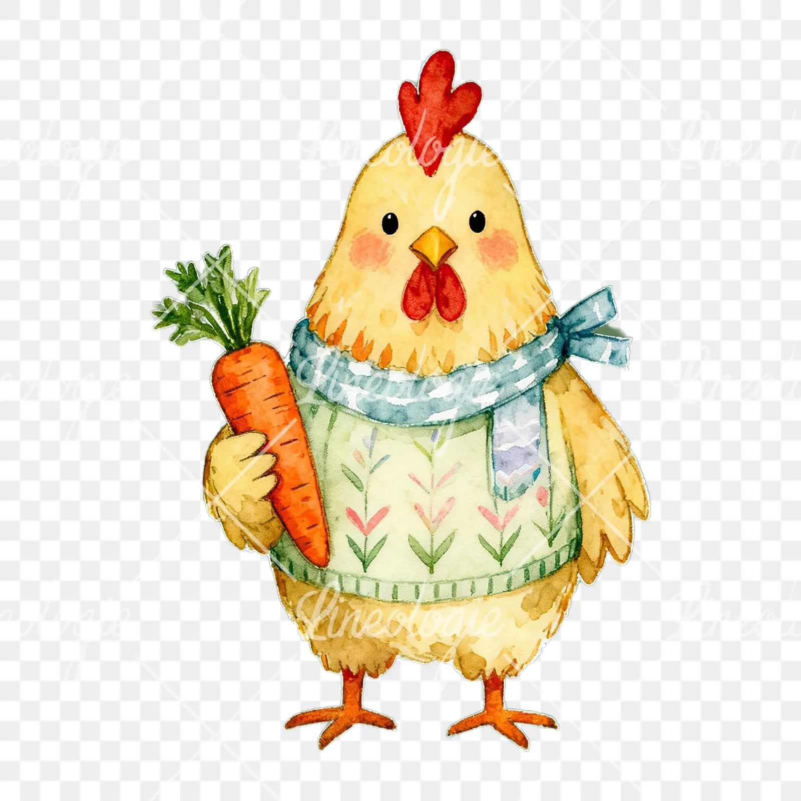 Watercolor Easter farm animal clipart 2 of 9 on a transparent background (PNG)