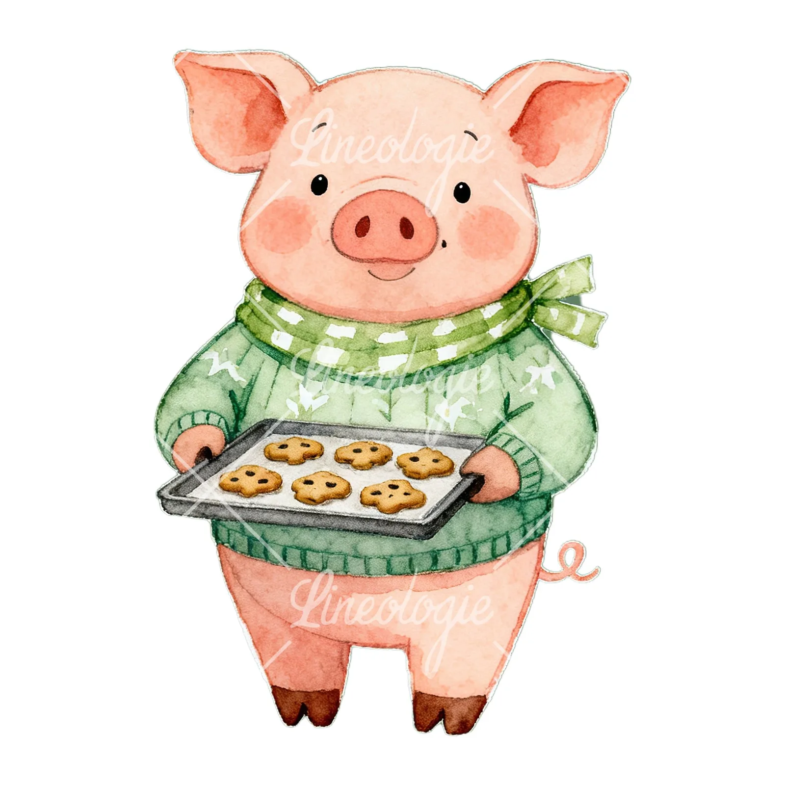 Watercolor Easter farm animal clipart 3 of 9 on a white background (JPG)